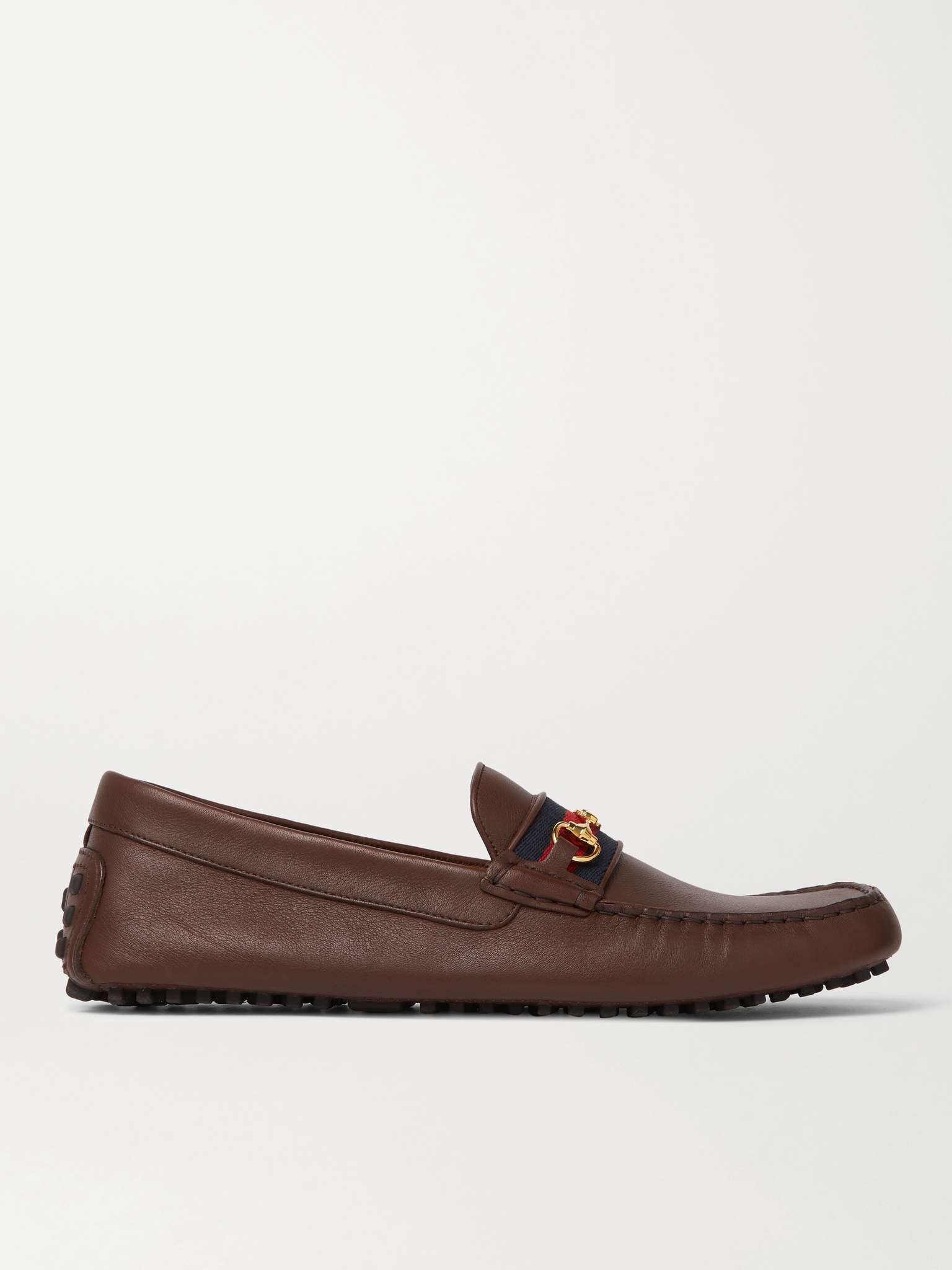 GUCCI Ayrton Webbing-Trimmed Horsebit Leather Driving Shoes  display picture 2