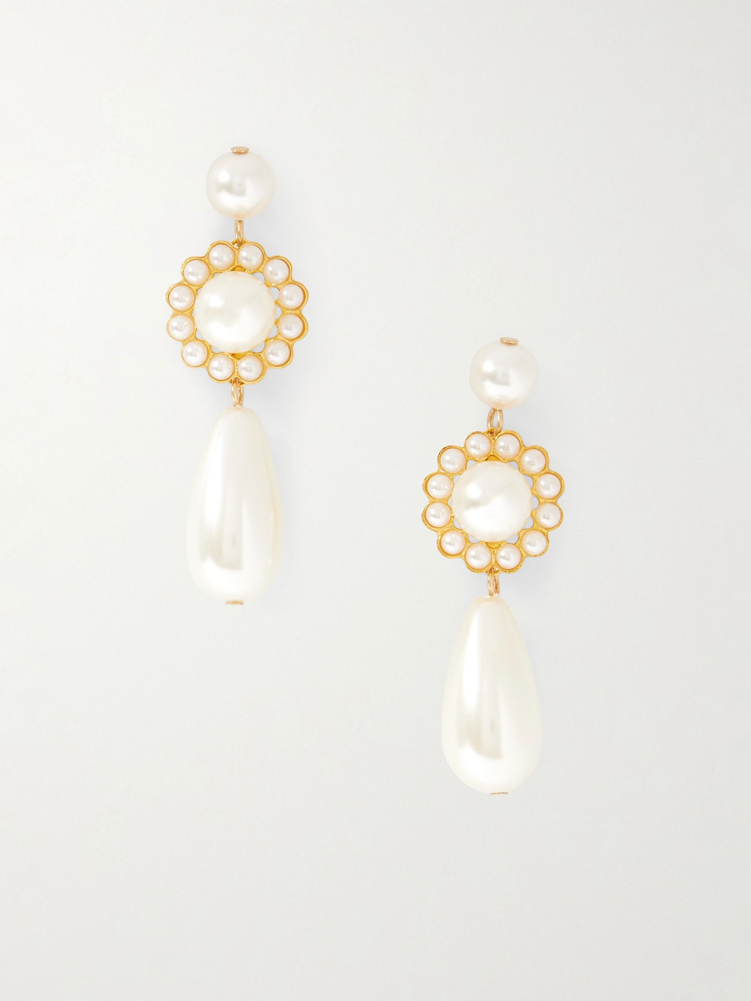 Caretta gold-plated faux pearl earrings Ivory - 1