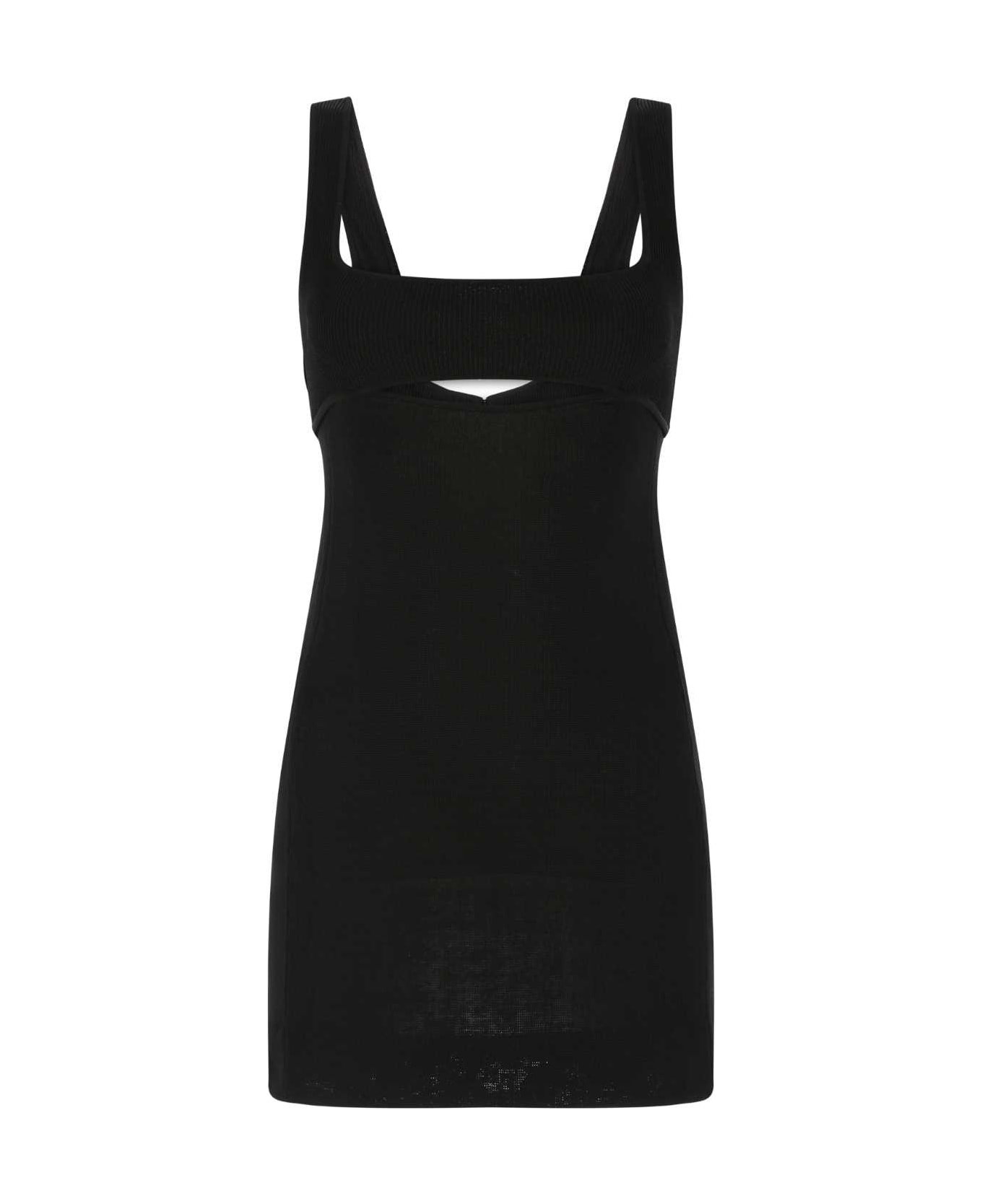 Black Viscose Blend Mini Dress - 1