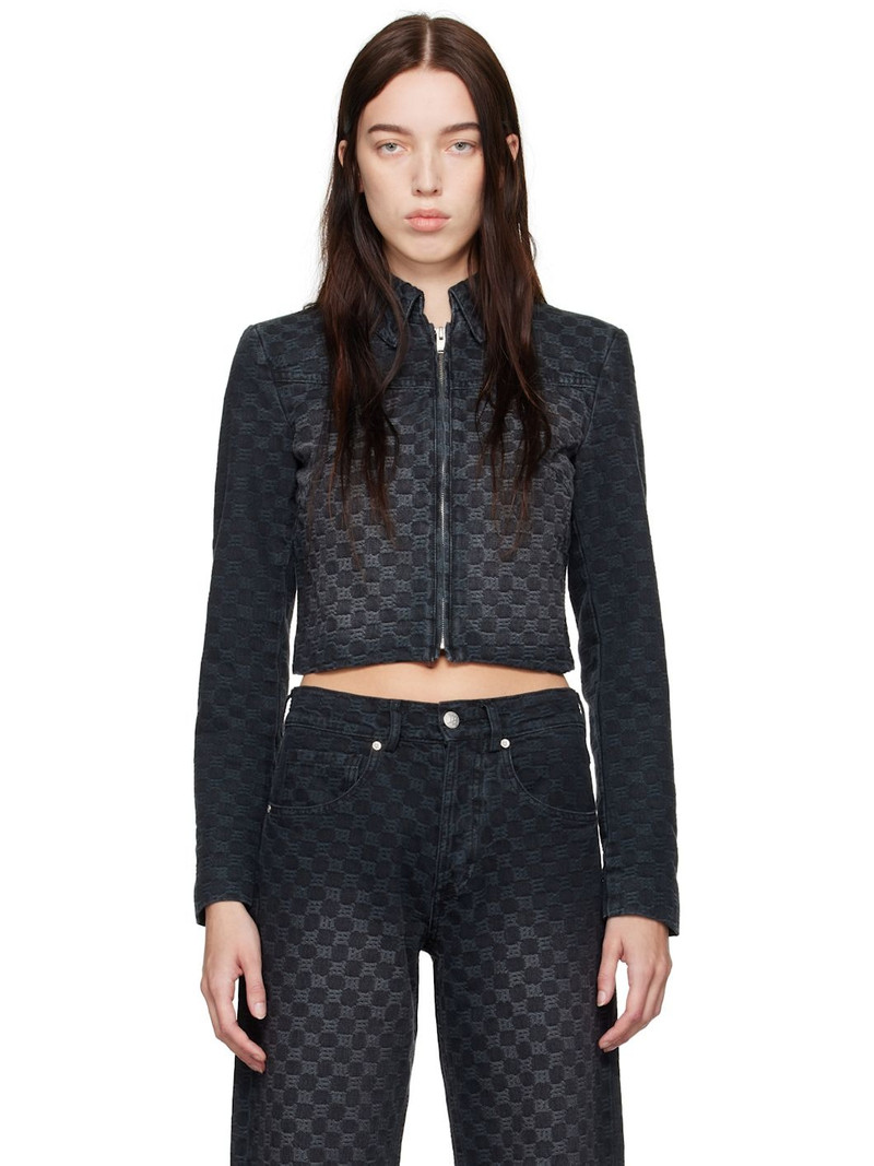 Black Jacquard Monogram Denim Jacket 1