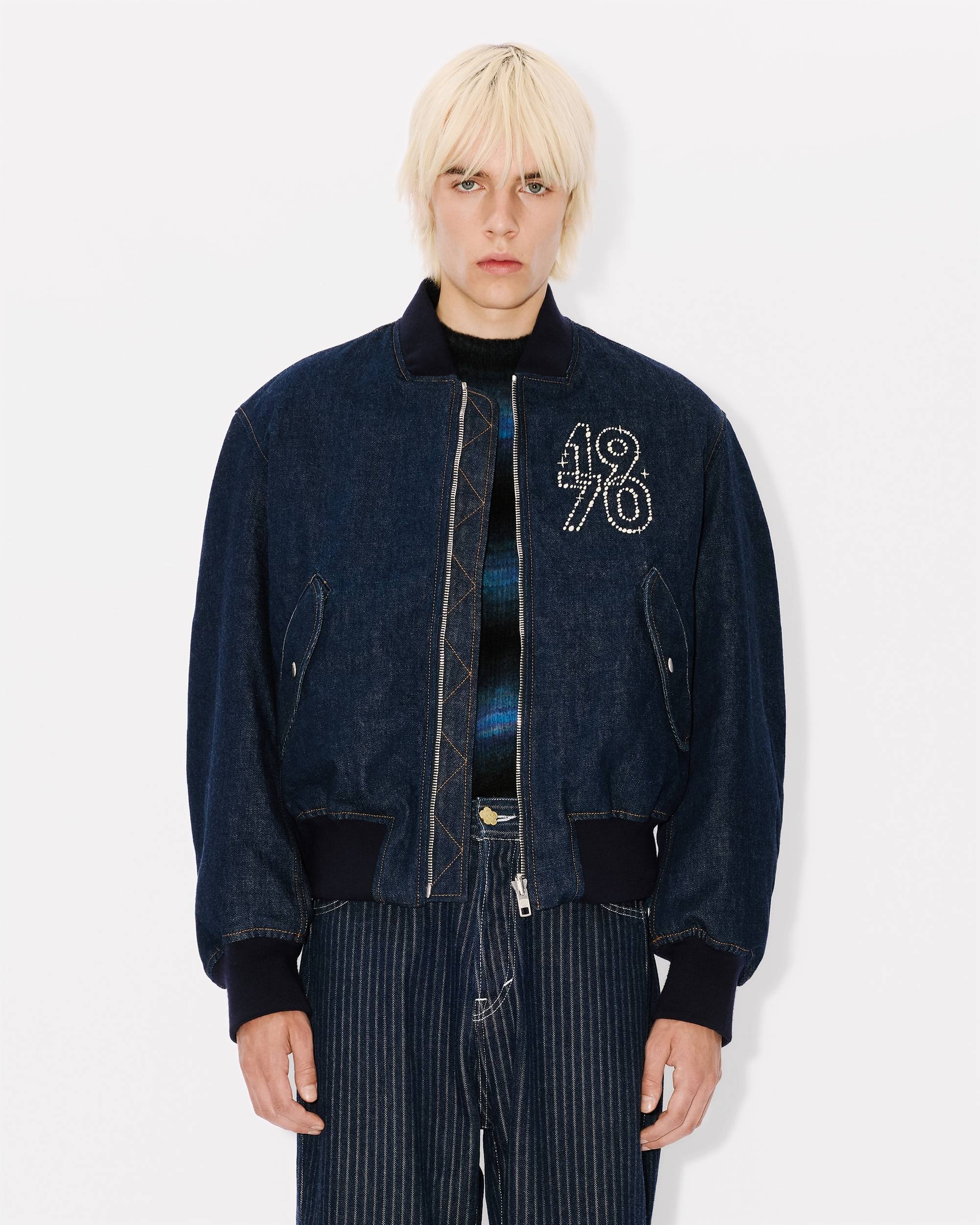 'KENZO Constellation' reversible embroidered bomber in japanese denim - 6