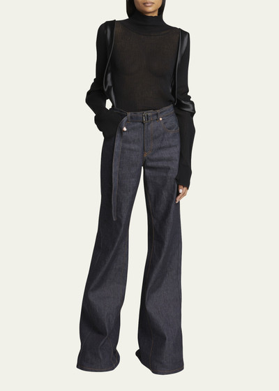 sacai Belted Flared Denim Pants outlook