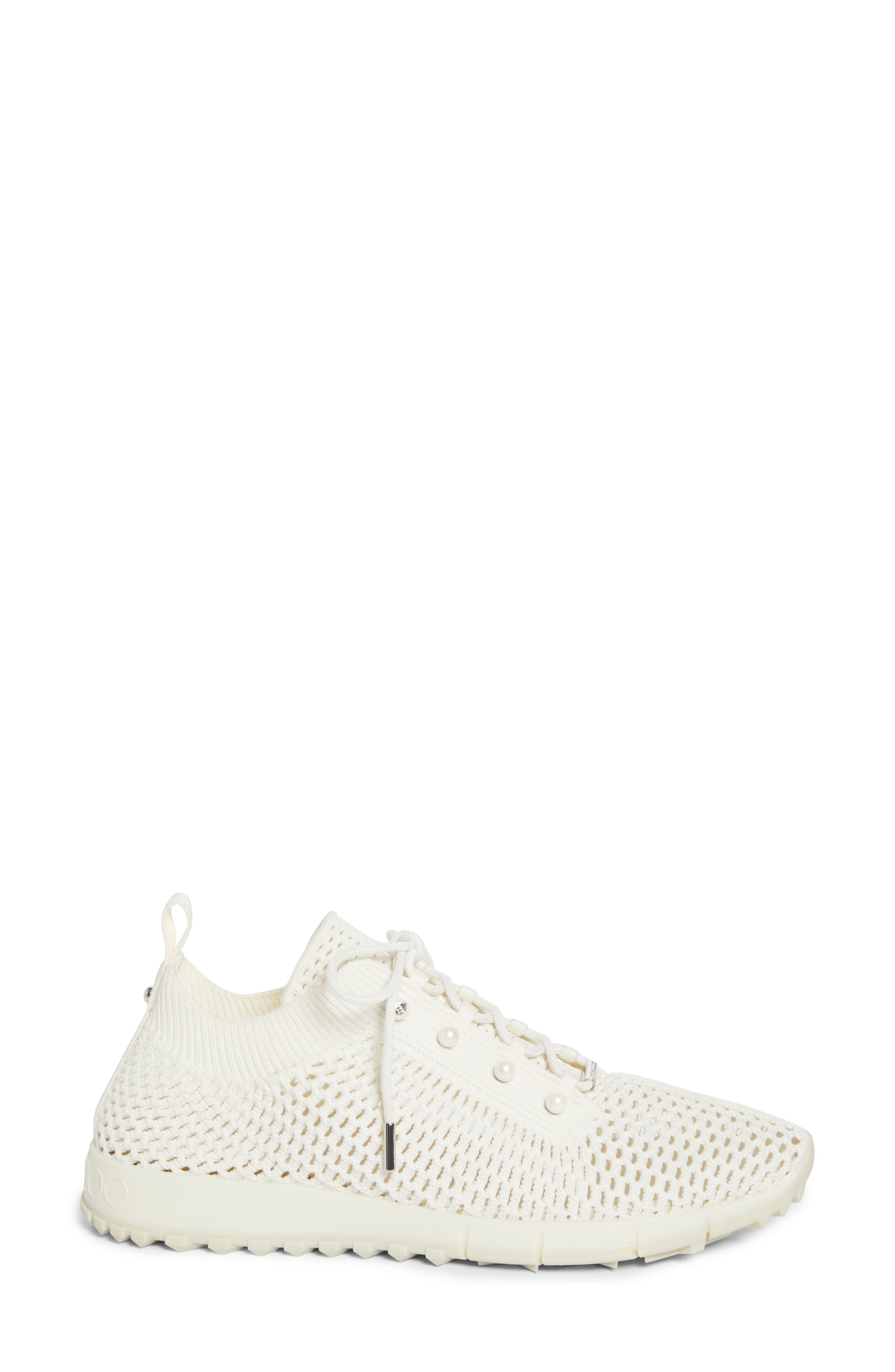 Jimmy Choo Veles Imitation Pearl Open Stitch Knit Sneaker in X Latte Mix at Nordstrom - 3