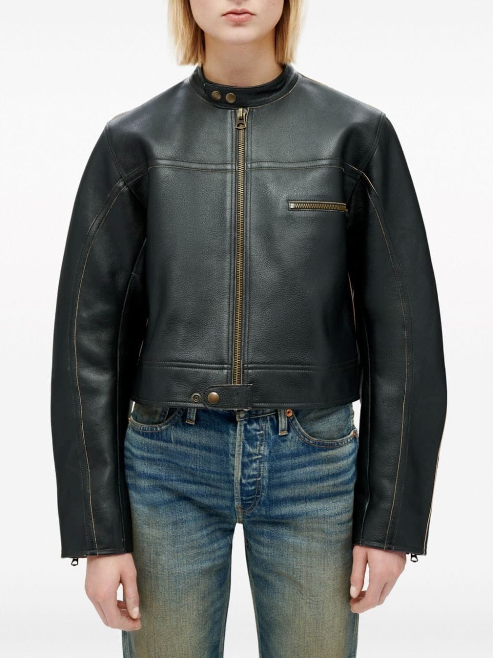 Racer zip-up leather jacket - 2