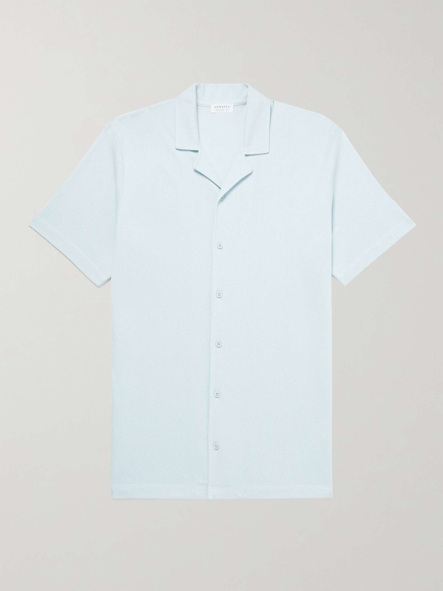 Camp-Collar Cotton-Mesh Shirt - 1