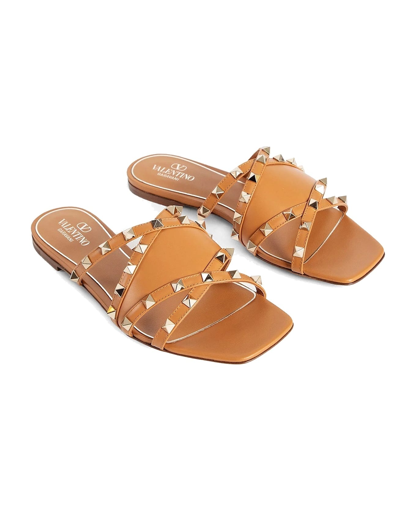 Garavani Rockstud Leather Flat Sandals - 2