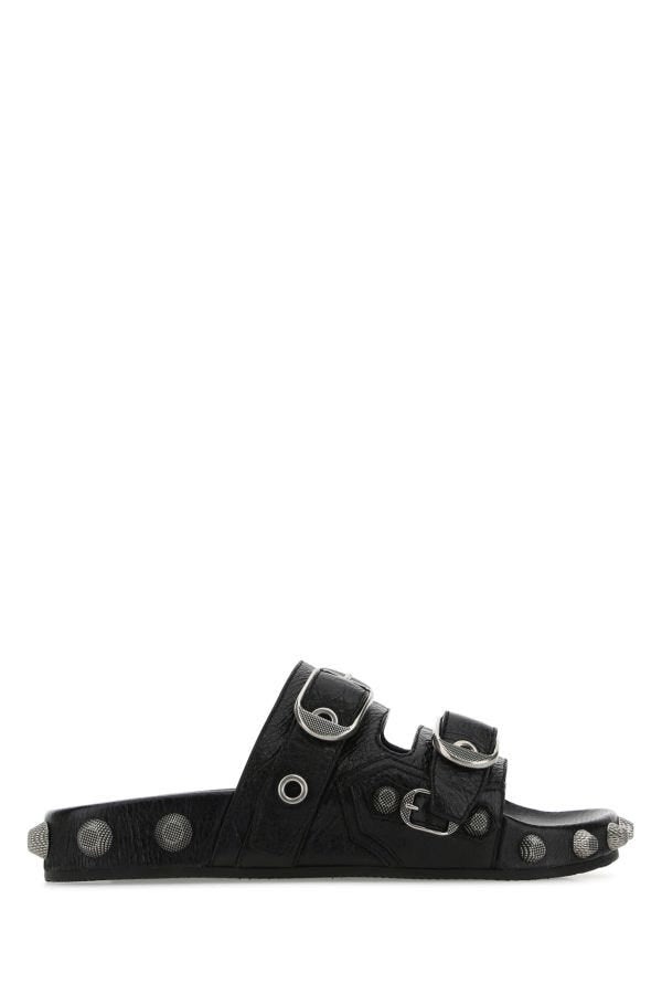 Balenciaga Black leather Cagole slippers サンダル・ミュール