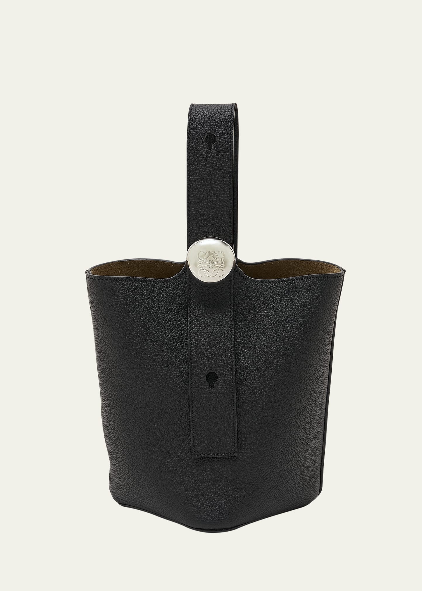 Mini Pebbled Leather Bucket Bag - 1