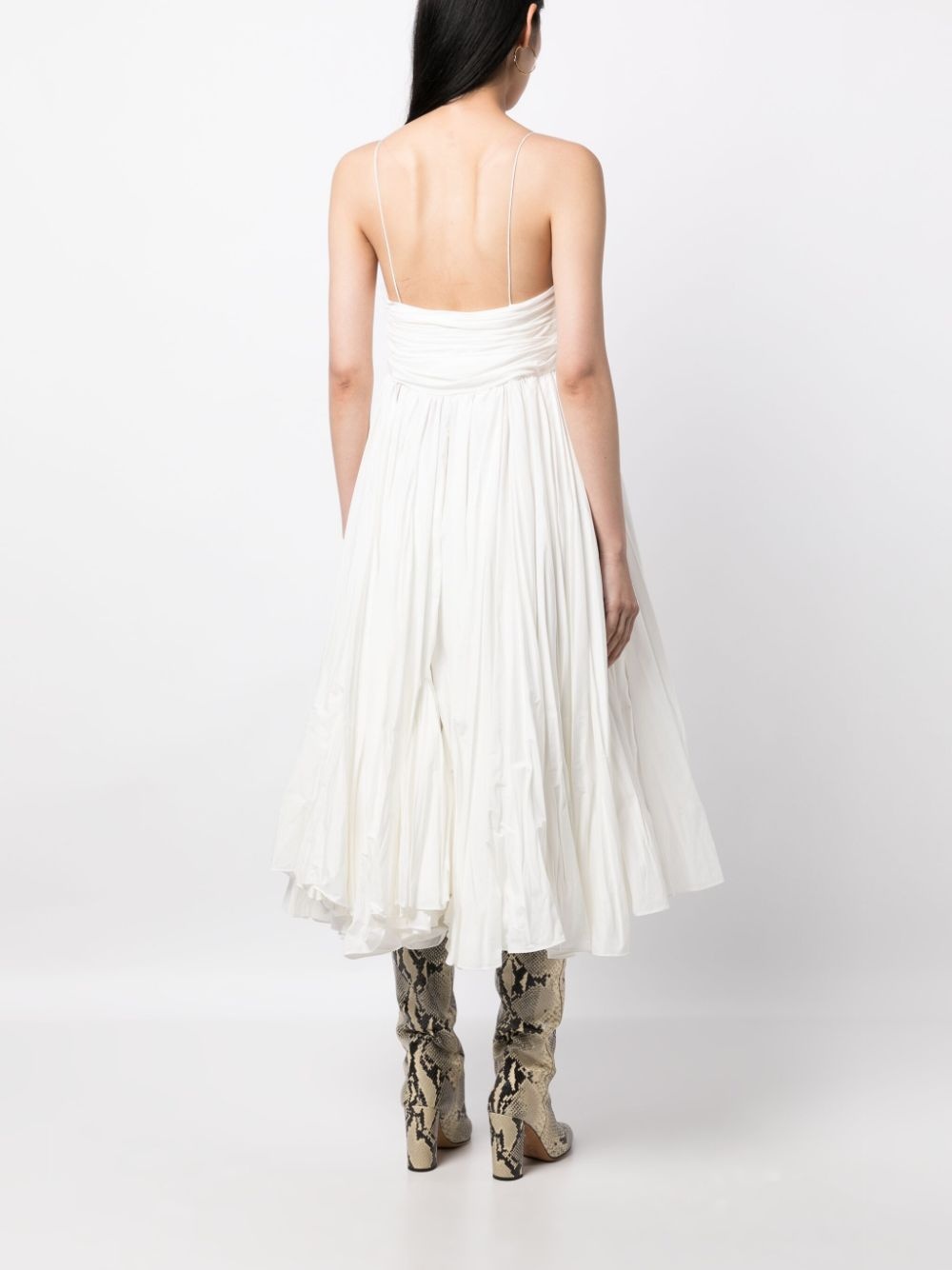 gathered empire-line cotton dress - 4