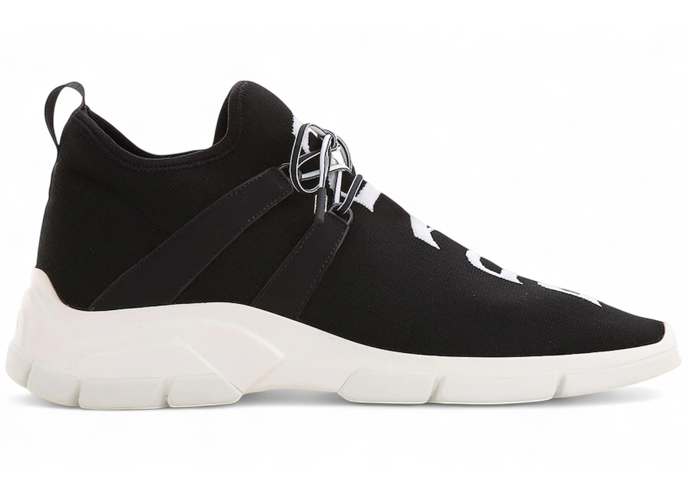 Prada Knit Frabic Sneakers Black White - 1
