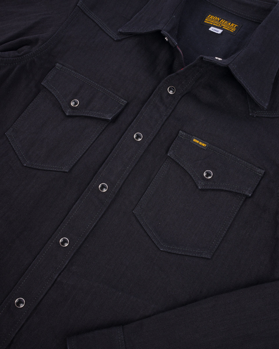 IHSH-410-BLK 14oz Herringbone CPO Western Shirt - Black - 6