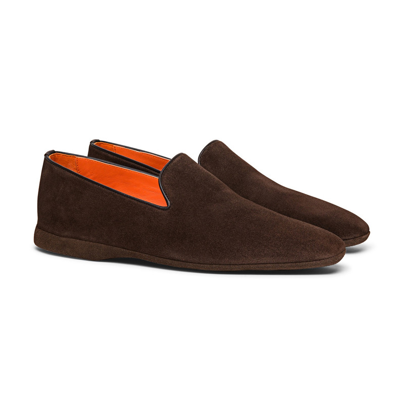 Santoni Men’s brown suede slipper outlook
