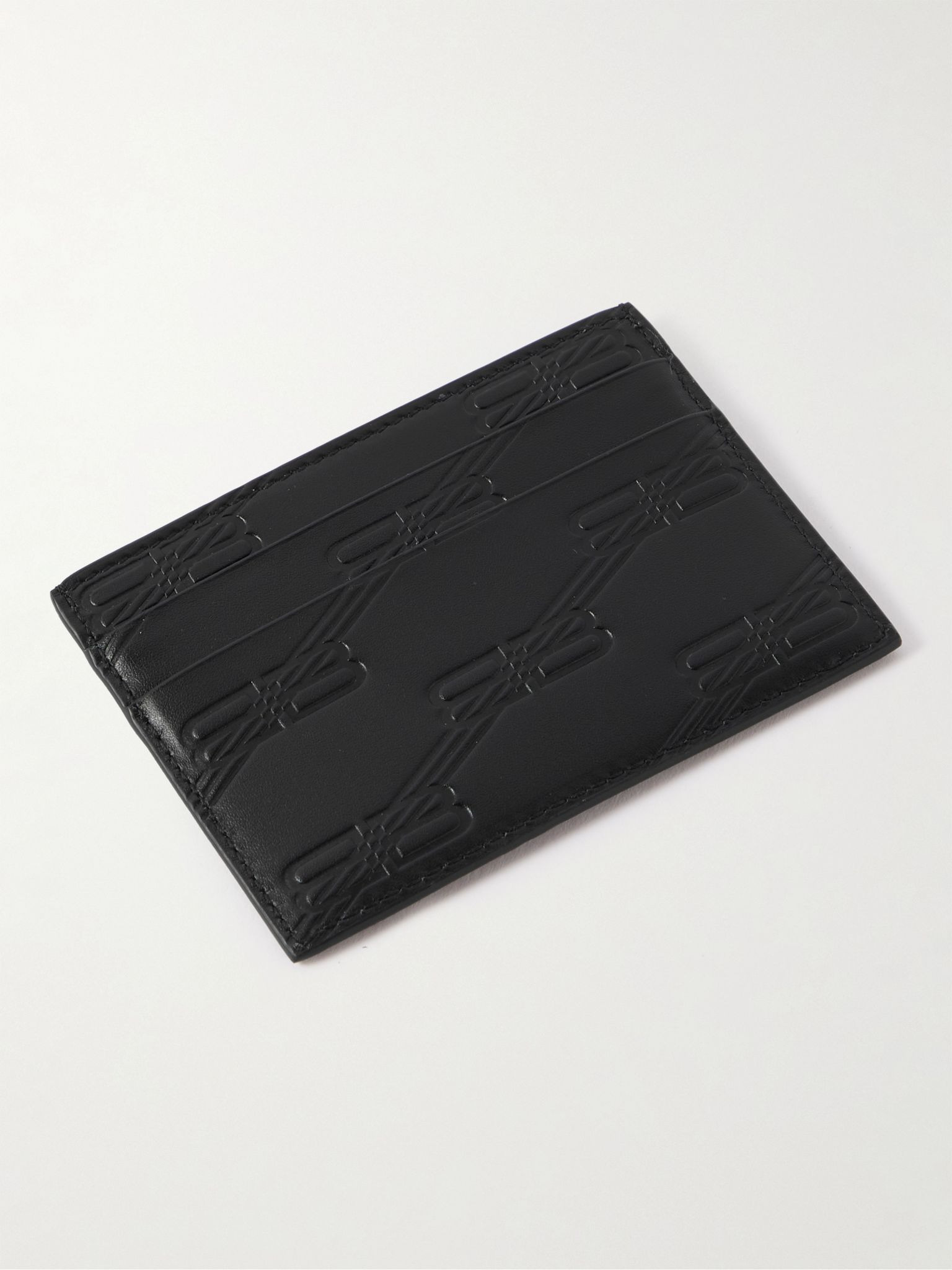 Logo-Print Monogrammed Leather Cardholder Black - 2