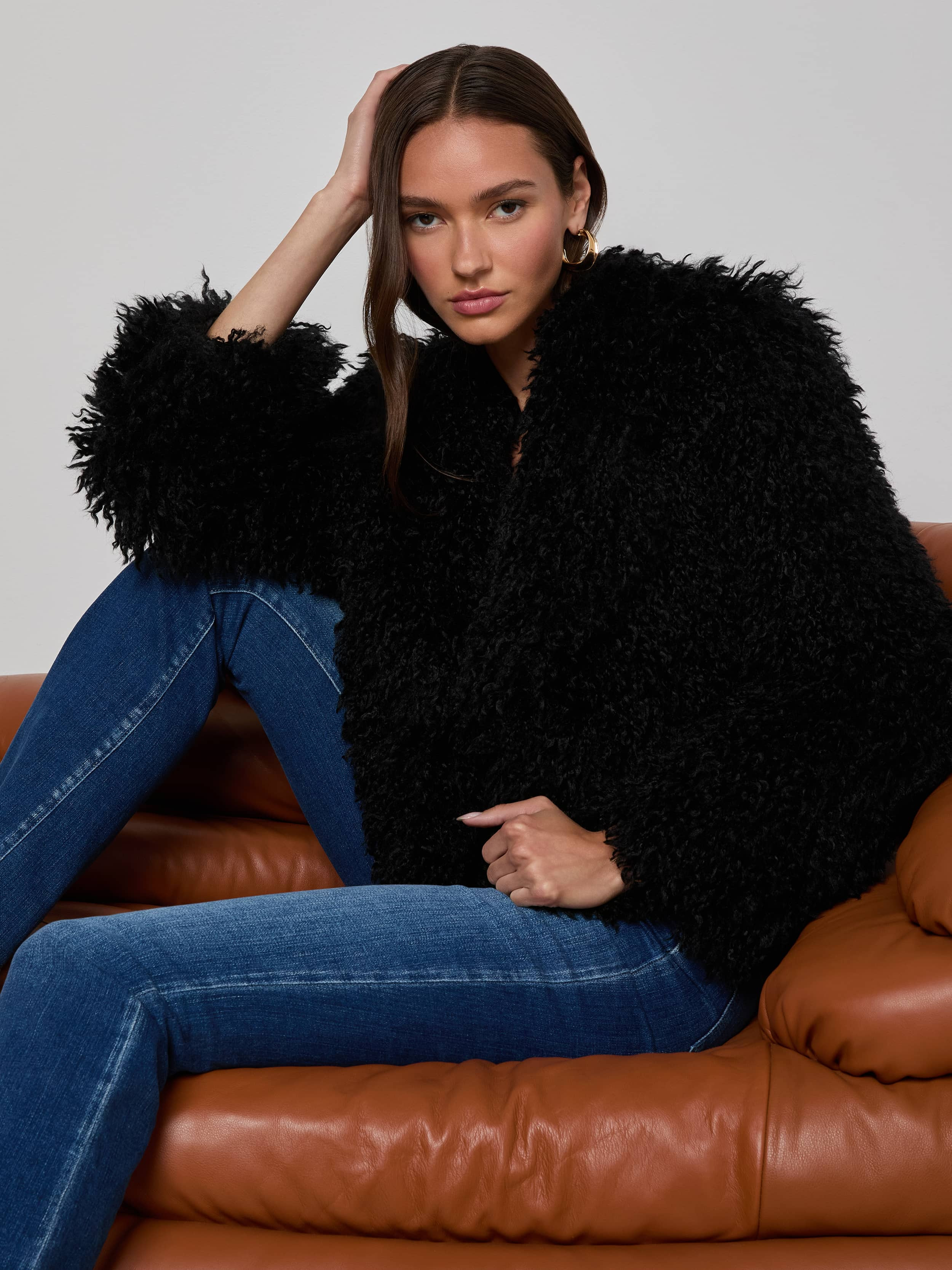 Aura Cropped Faux Fur Jacket - 5