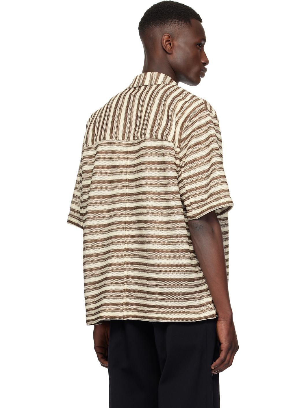 Brown & Off-White Zip Up Box Shirt - 3