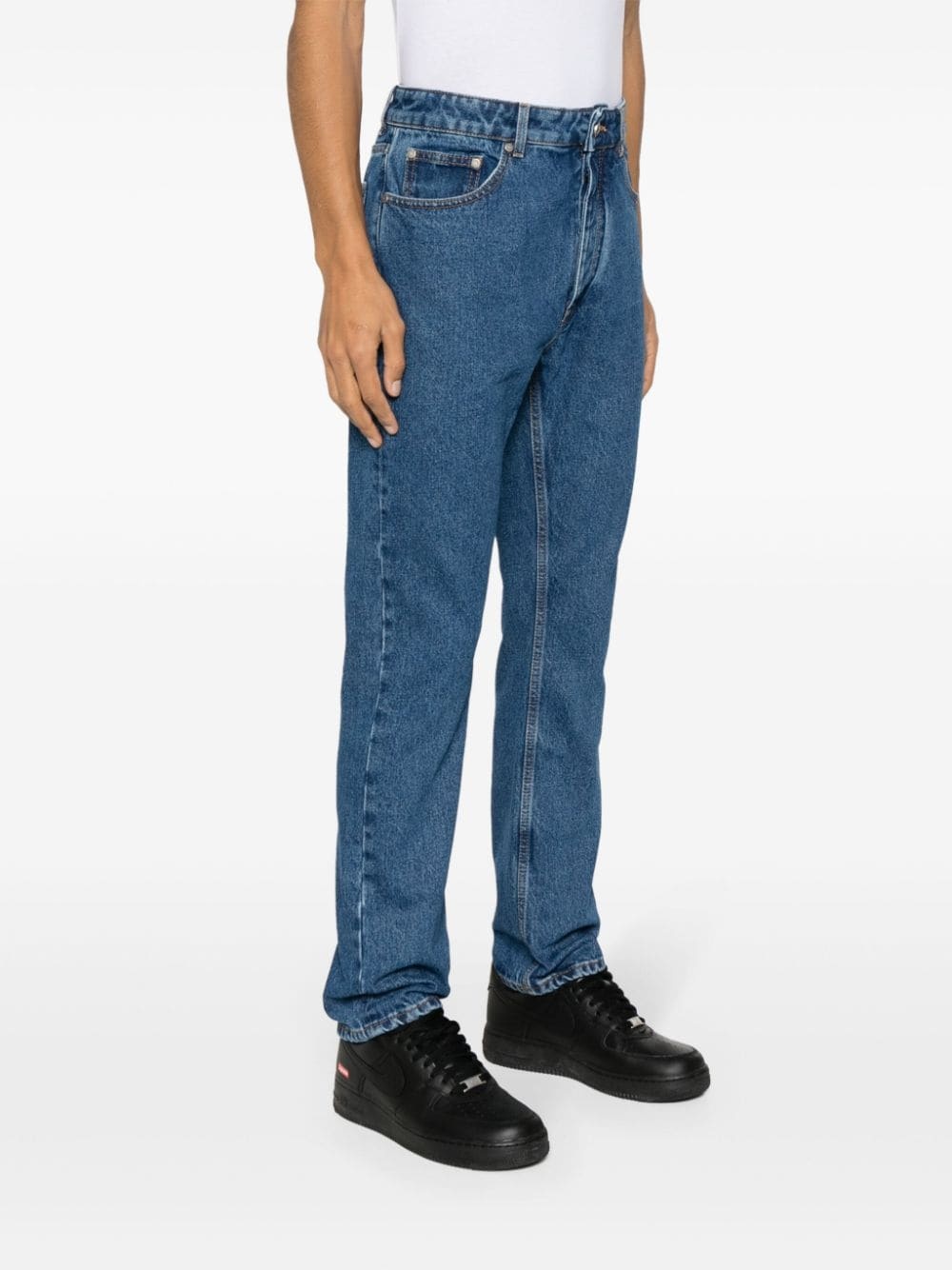 monogram-embossed straight-leg jeans - 3