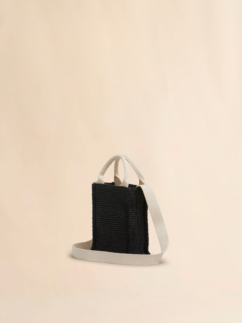 BLACK RAFFIA-EFFECT TOTE MINI BAG - 3
