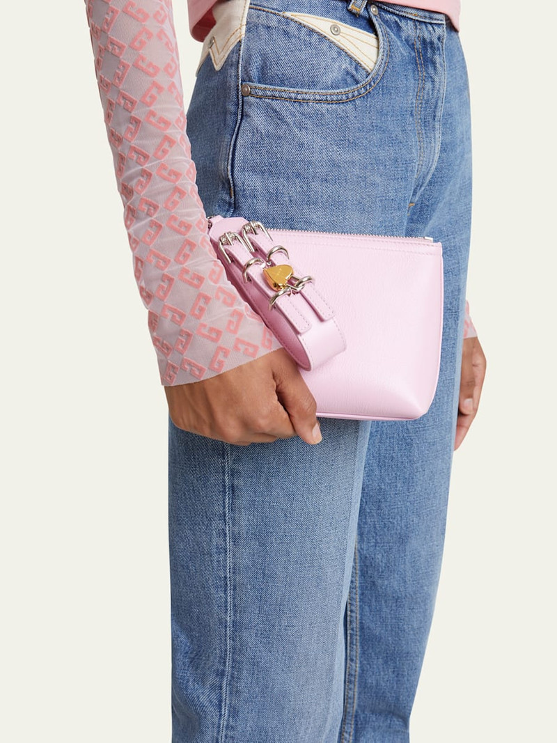 Givenchy Voyou Small Pouch Bag in Leather with Buckle and Heart Lock Wristlet outlook