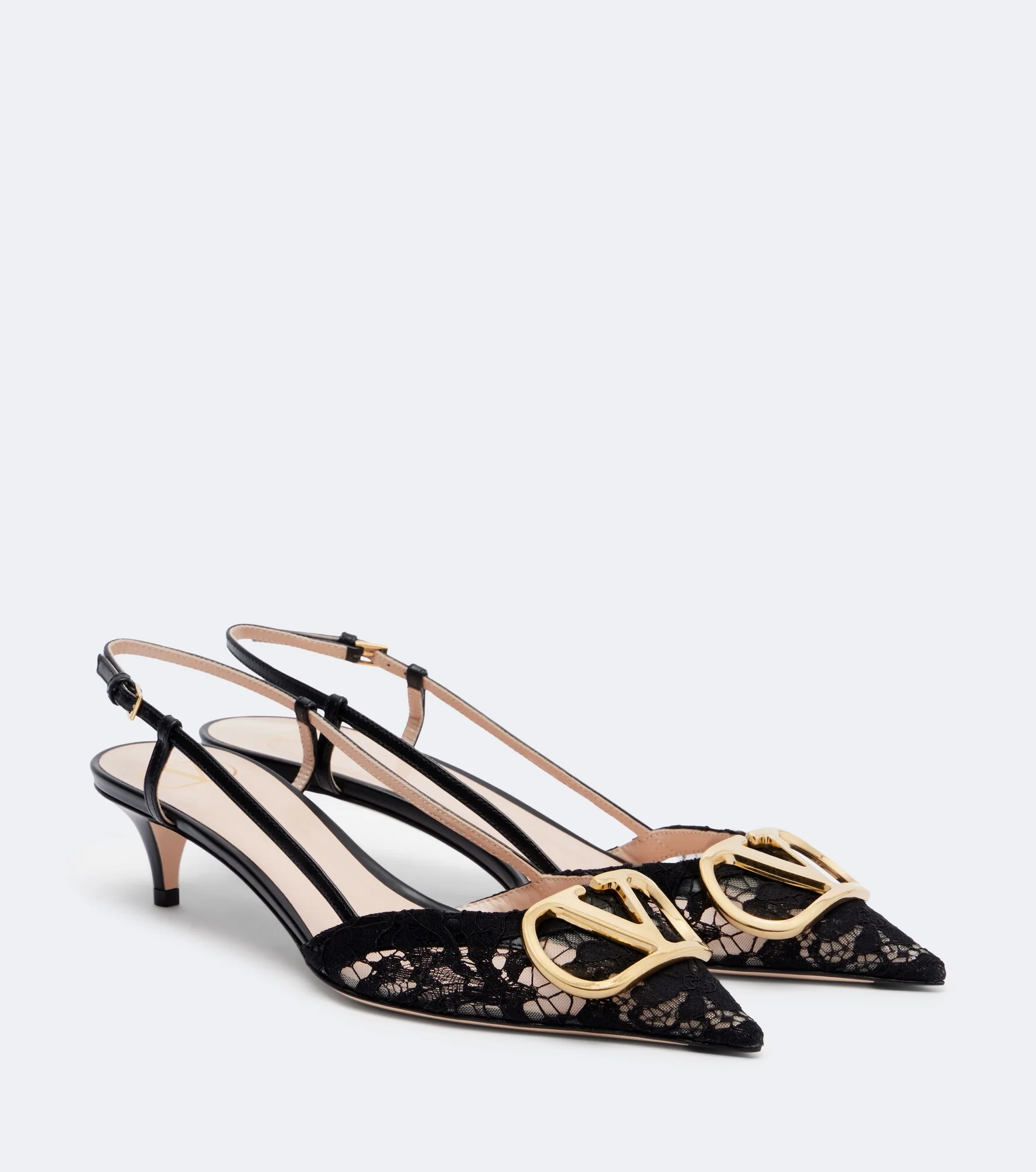 VLogo lace slingback pumps - 1
