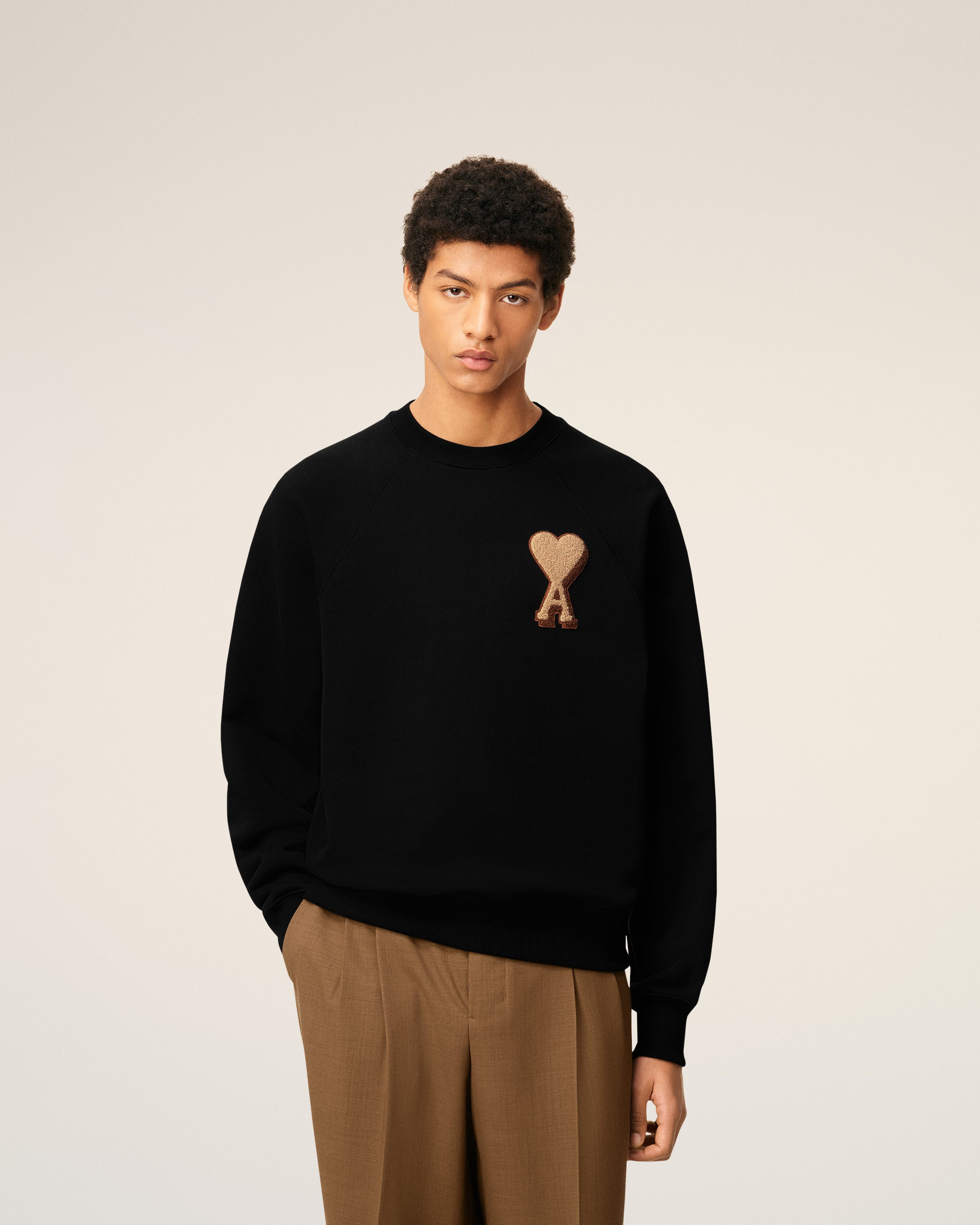 BLACK COTTON AMI DE COEUR SWEATSHIRT - 3