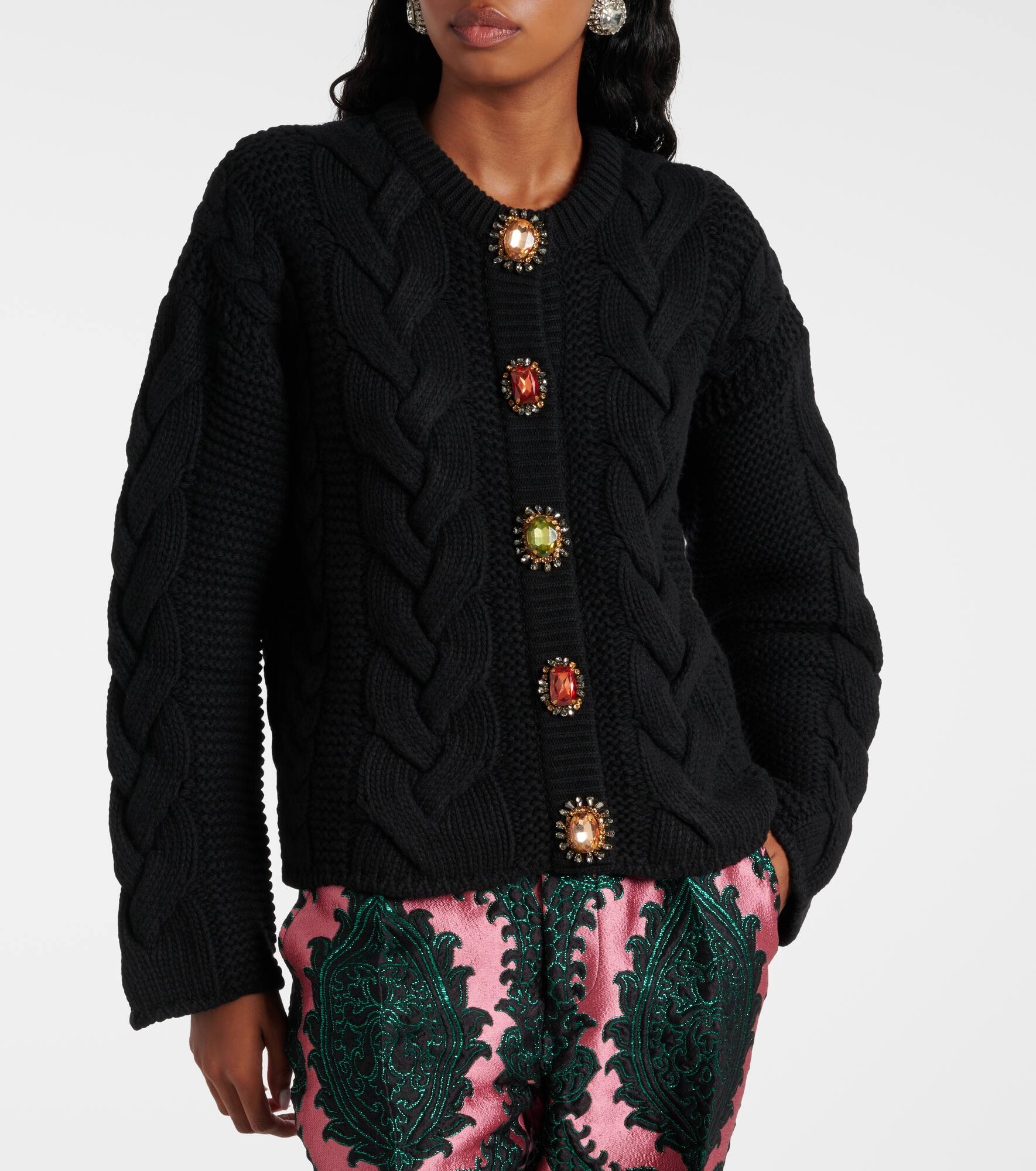 Portrait embellished cardigan - 5