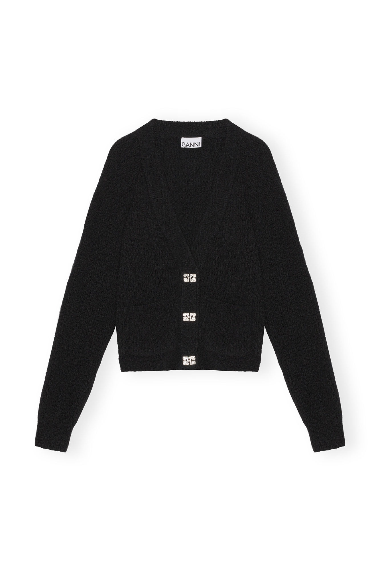 BLACK SOFT WOOL CARDIGAN - 1