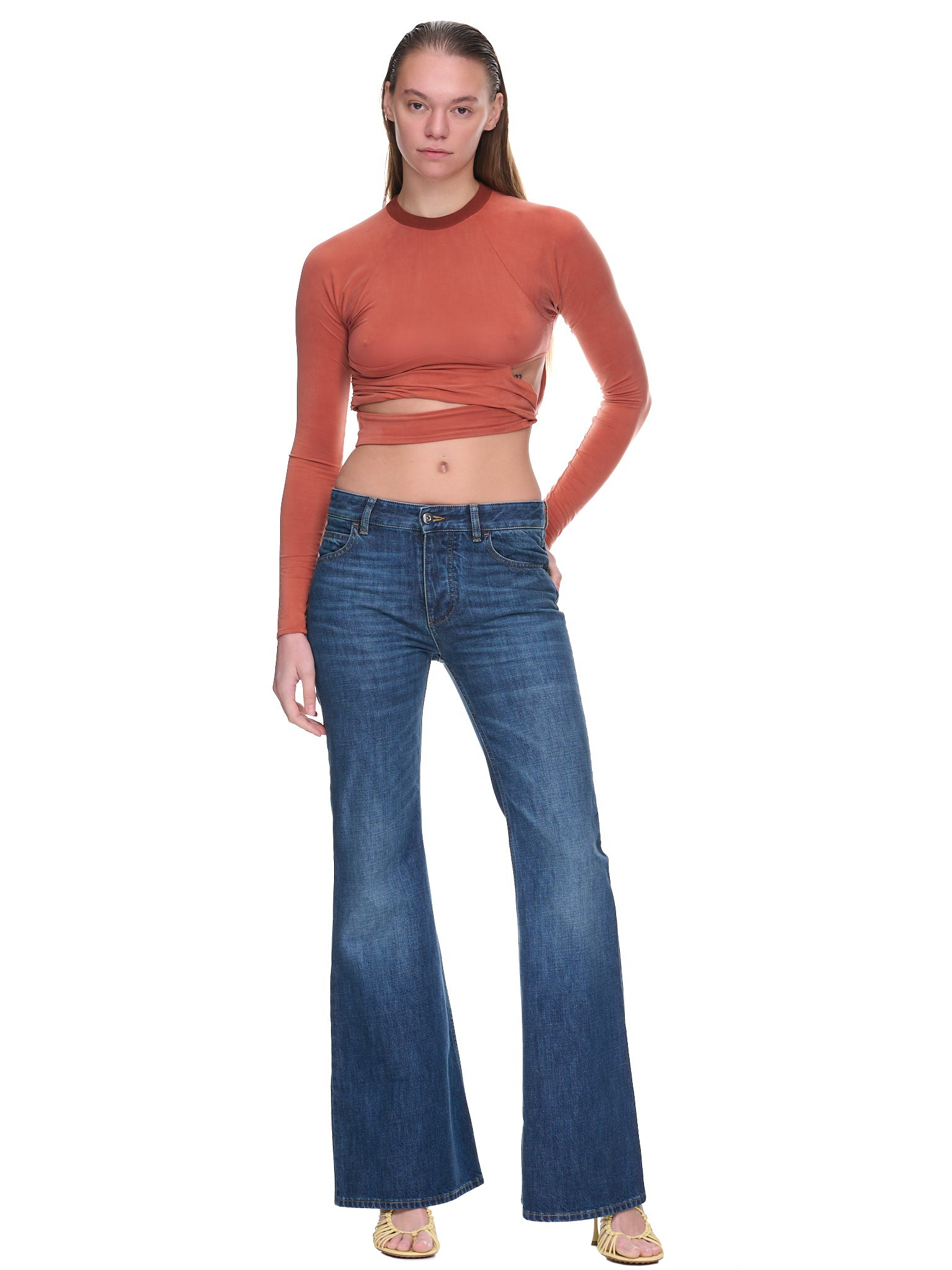 Flared Denim Pants - 6