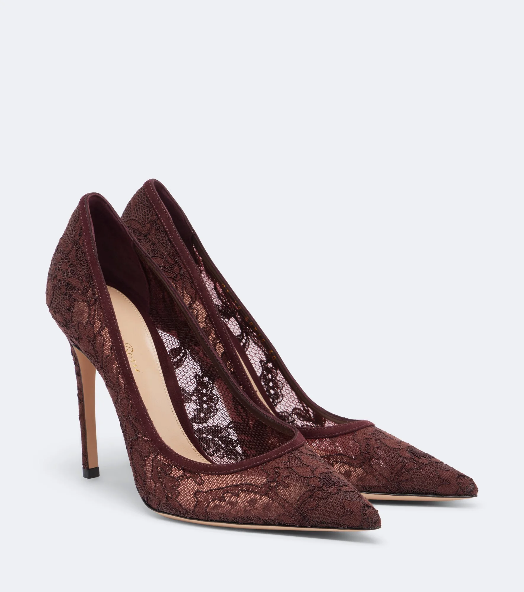 Claudia suede-trimmed lace pumps - 1