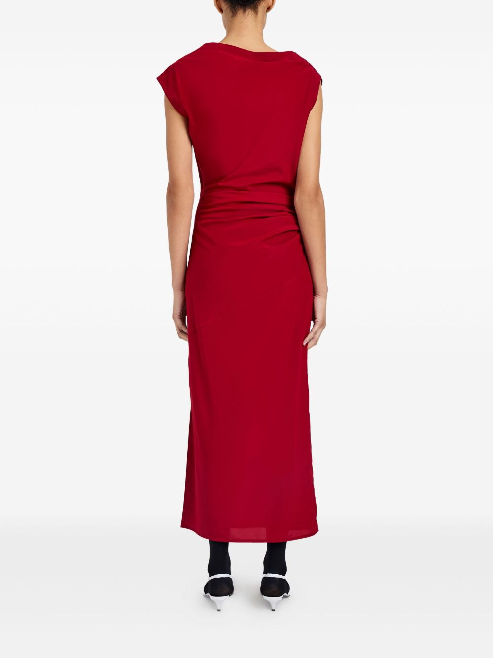 draped cowl-neck midi day dress - 4