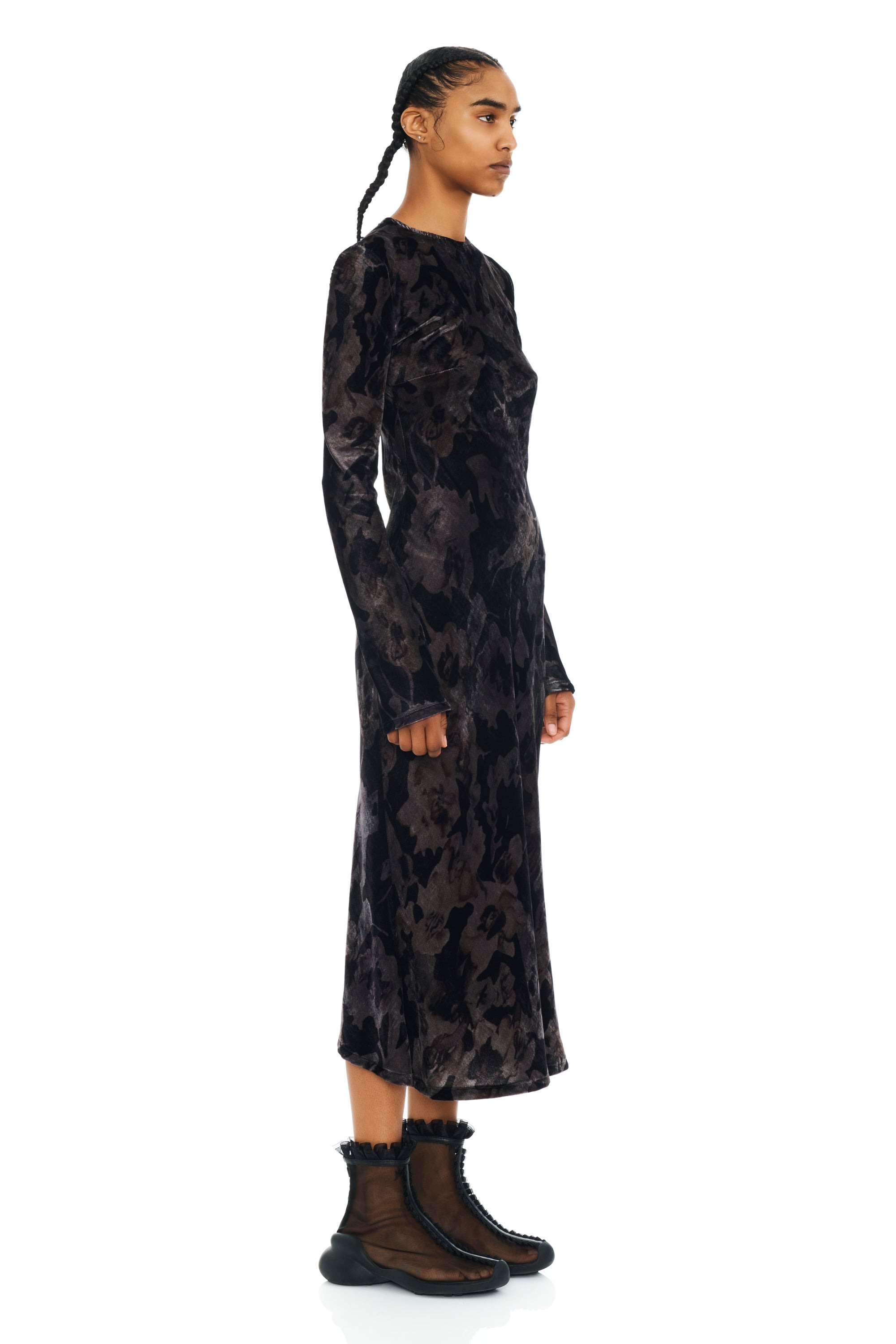 BLACK WATERCOLOR ROSES YURI DRESS - 2