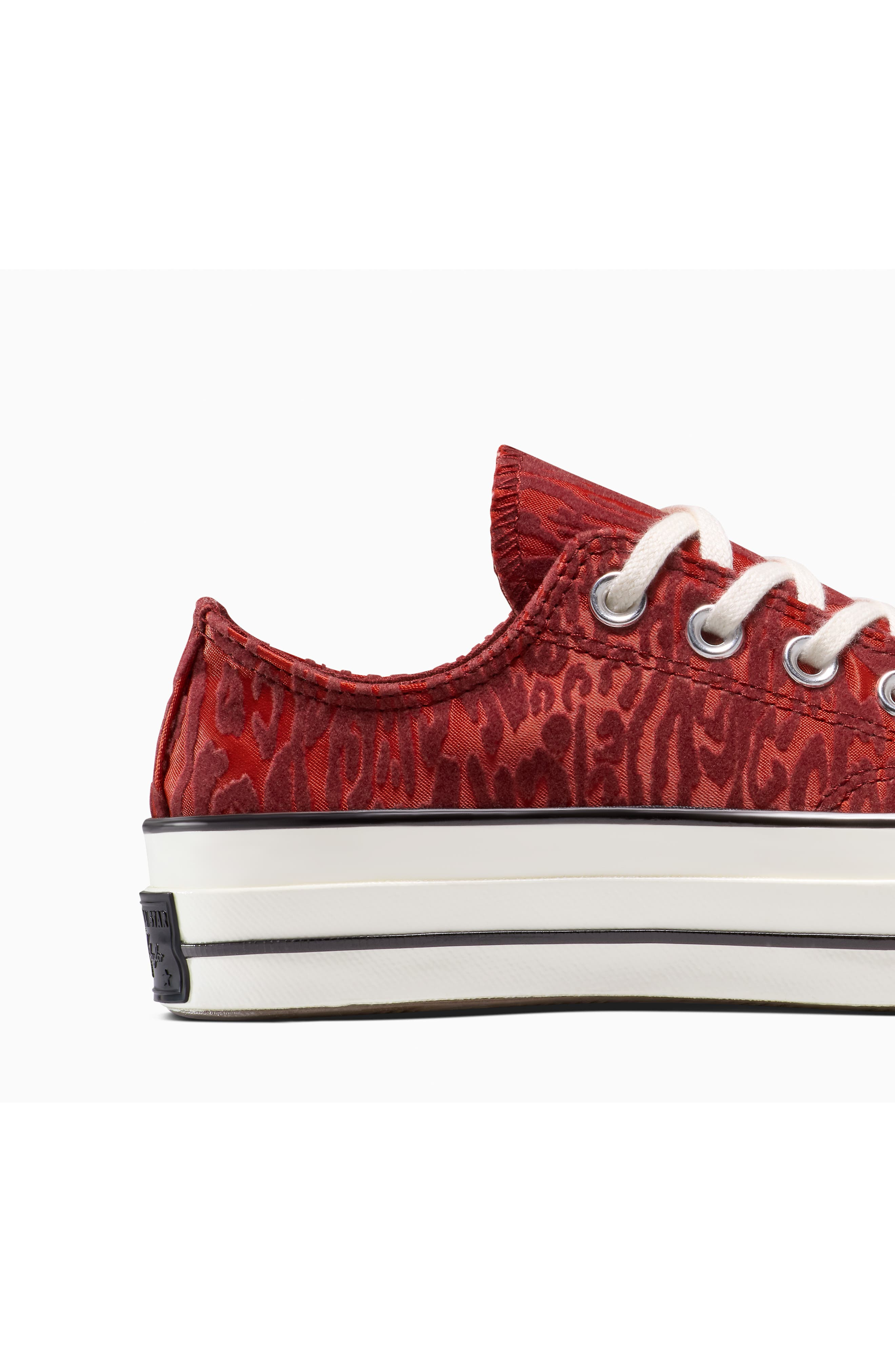 Converse Gender Inclusive Chuck 70 Leopard Flocked Satin Low Top Sneaker in Rottin Apple/By The Camp - 6