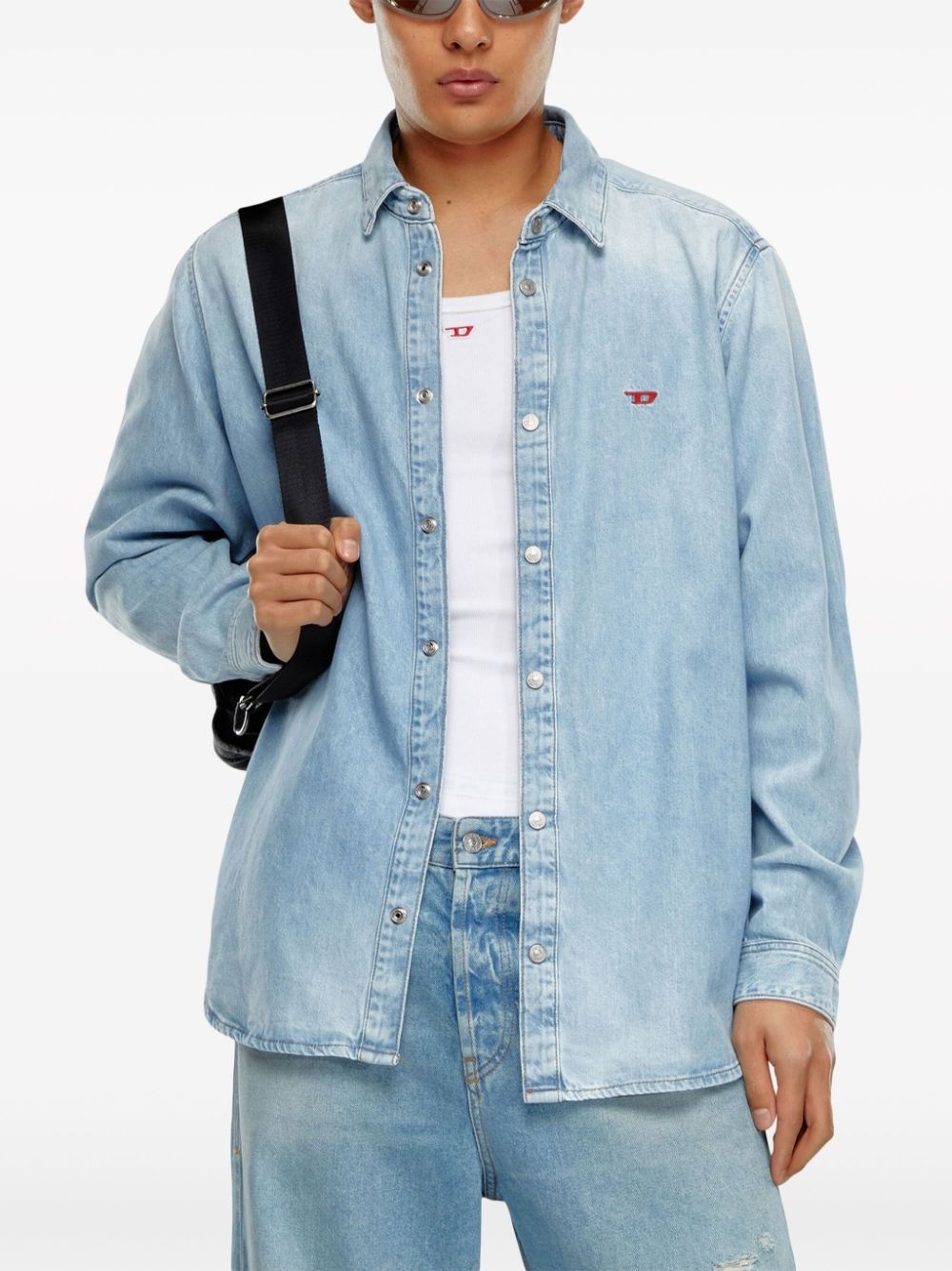 D-SIMPLY logo-embroidered denim shirt - 3