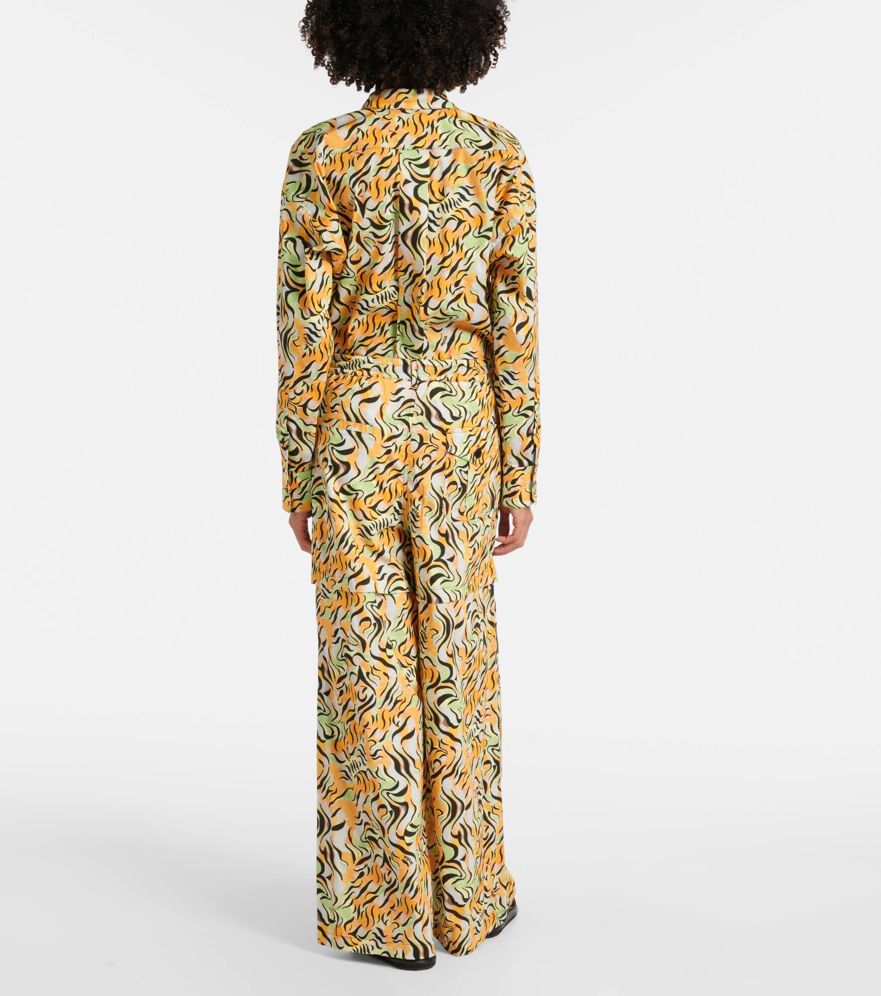 Printed cotton wide-leg pants - 3