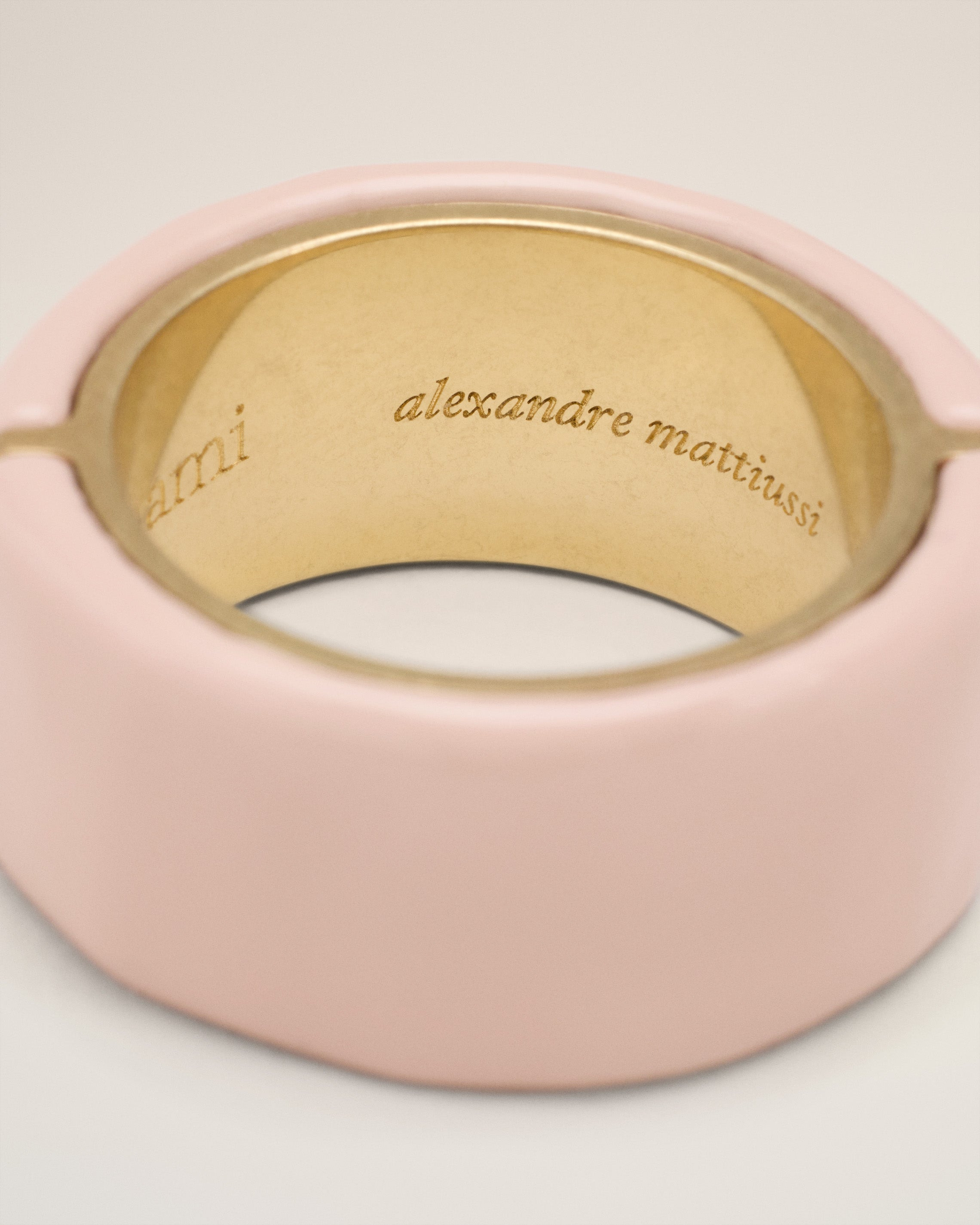 PINK BRASS HAMMERED LACQUERED RING - 3