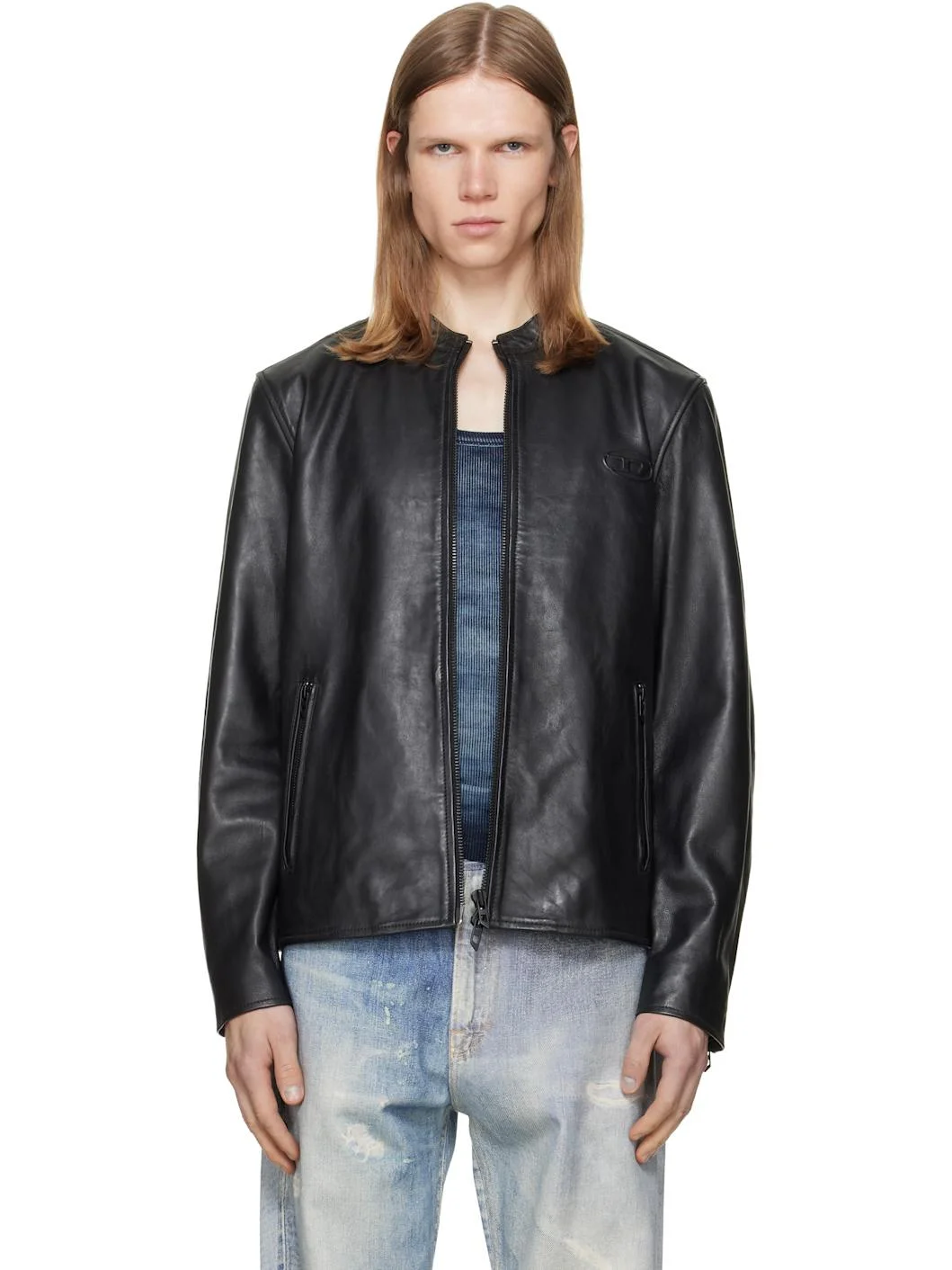 Black L-Tad-Wrd Leather Jacket - 1