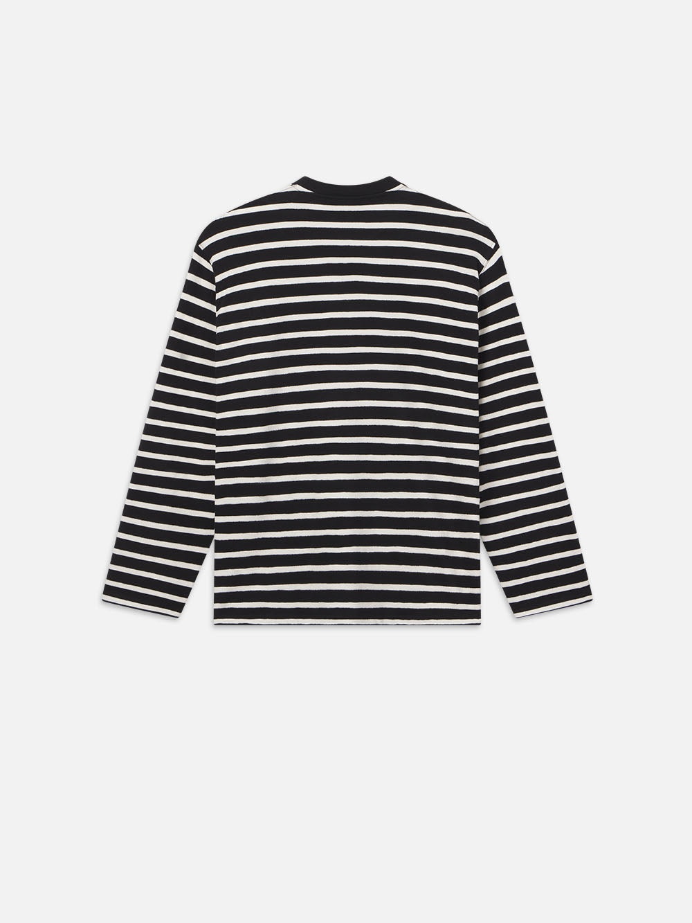 Long Sleeve Relaxed Striped Tee in Black/Off White - 3
