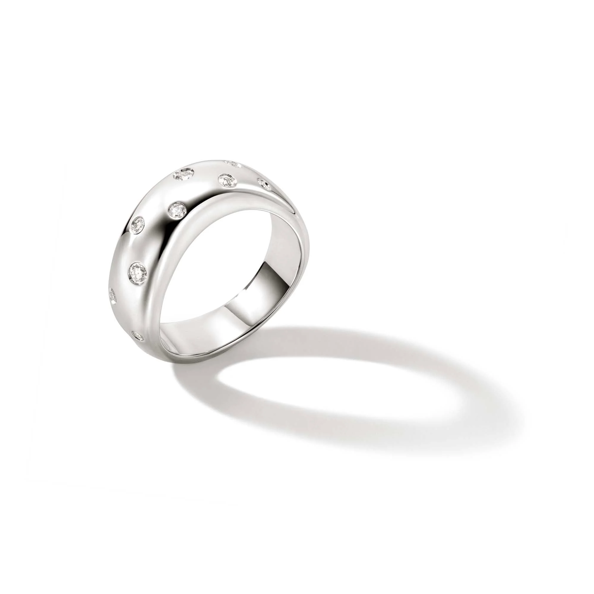 Surf Ring, Sterling Silver, Diamonds, Wide - 1