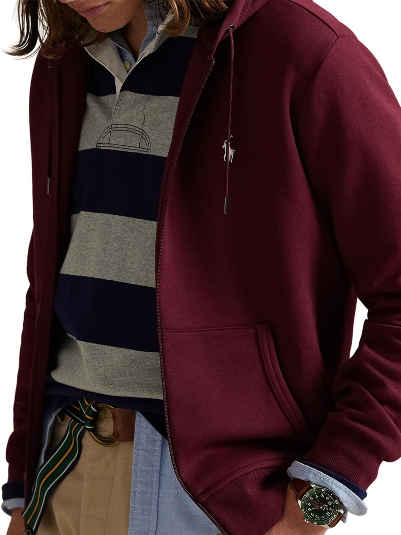 Men's Double-Knit Cotton-Blend Full-Zip Hoodie - Classic Wine 5