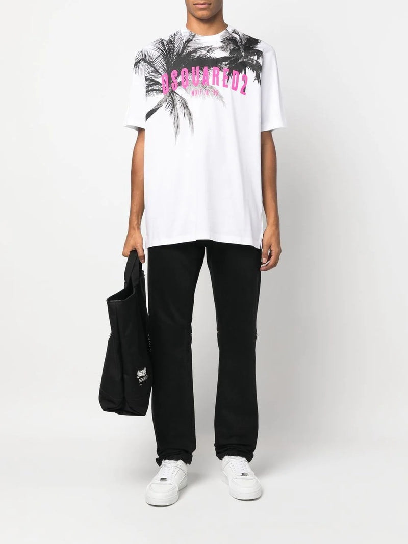 DSQUARED2 DSQUARED2 D2 Palms Slouch T-Shirt White outlook