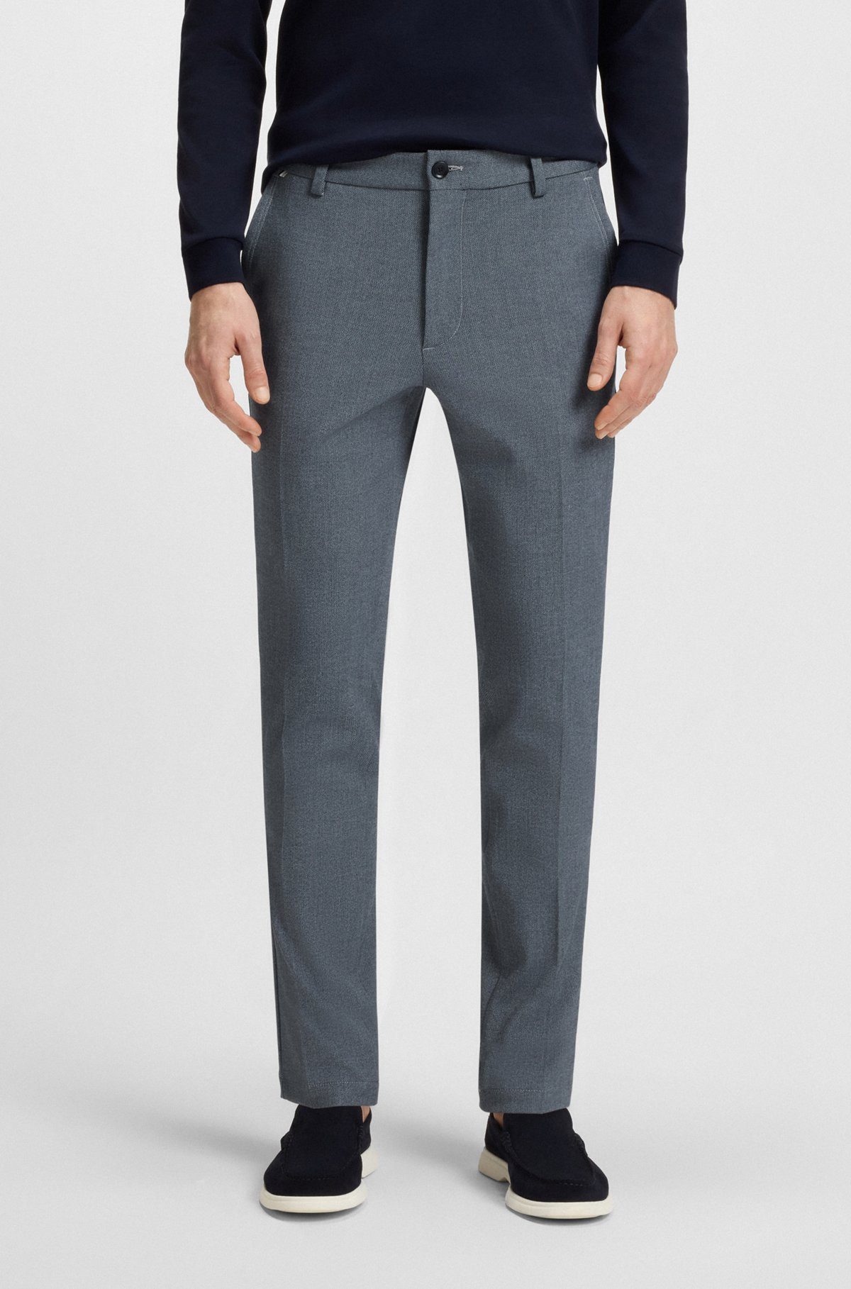 SLIM-FIT TROUSERS IN MELANGE STRETCH FABRIC - 2