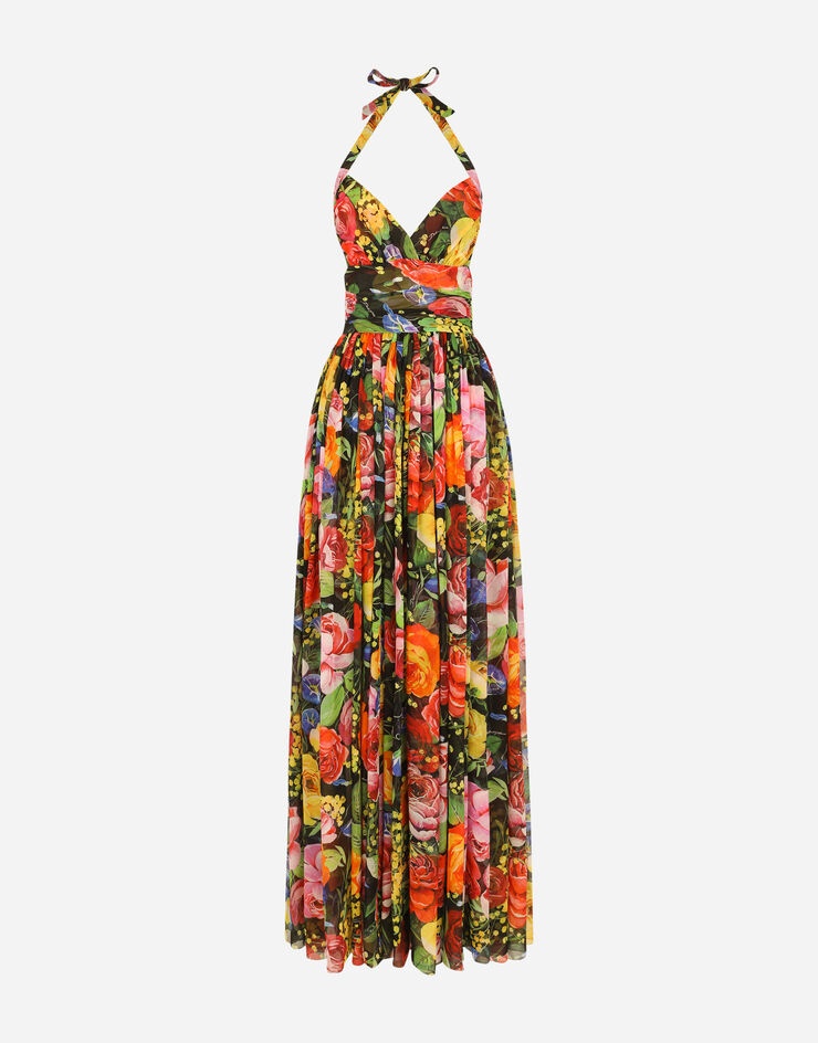 Long bouquet-print chiffon dress - 3