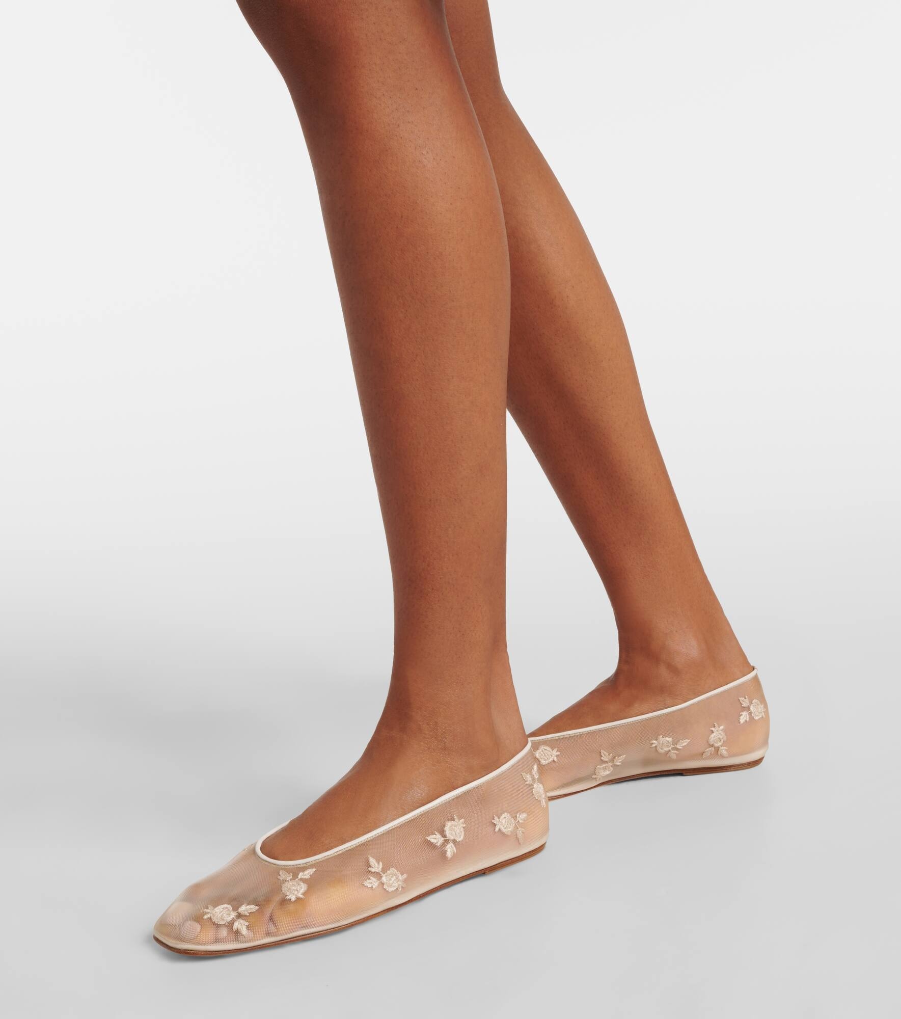 Embroidered mesh ballet flats - 3