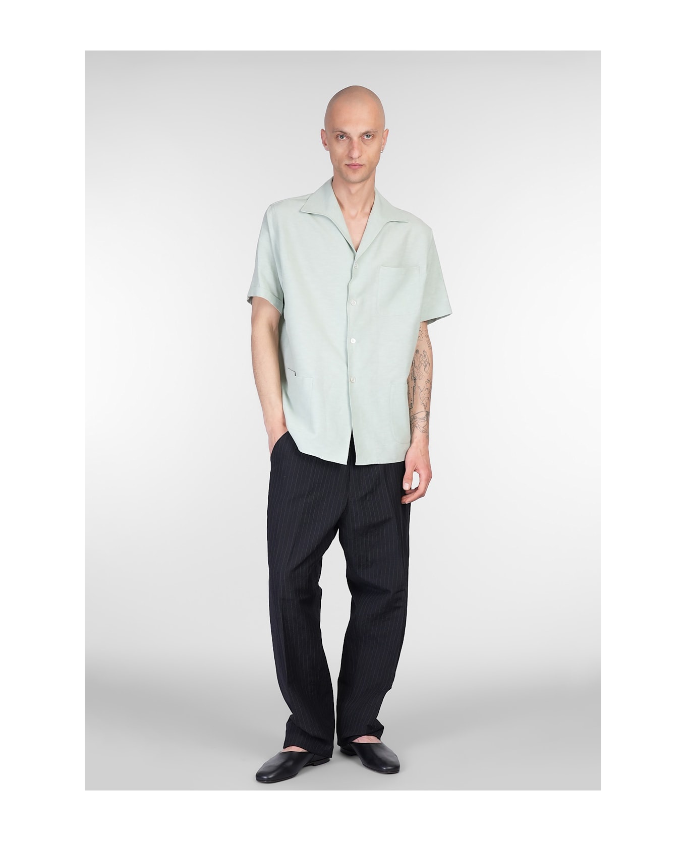 Shirt In Green Linen - 2