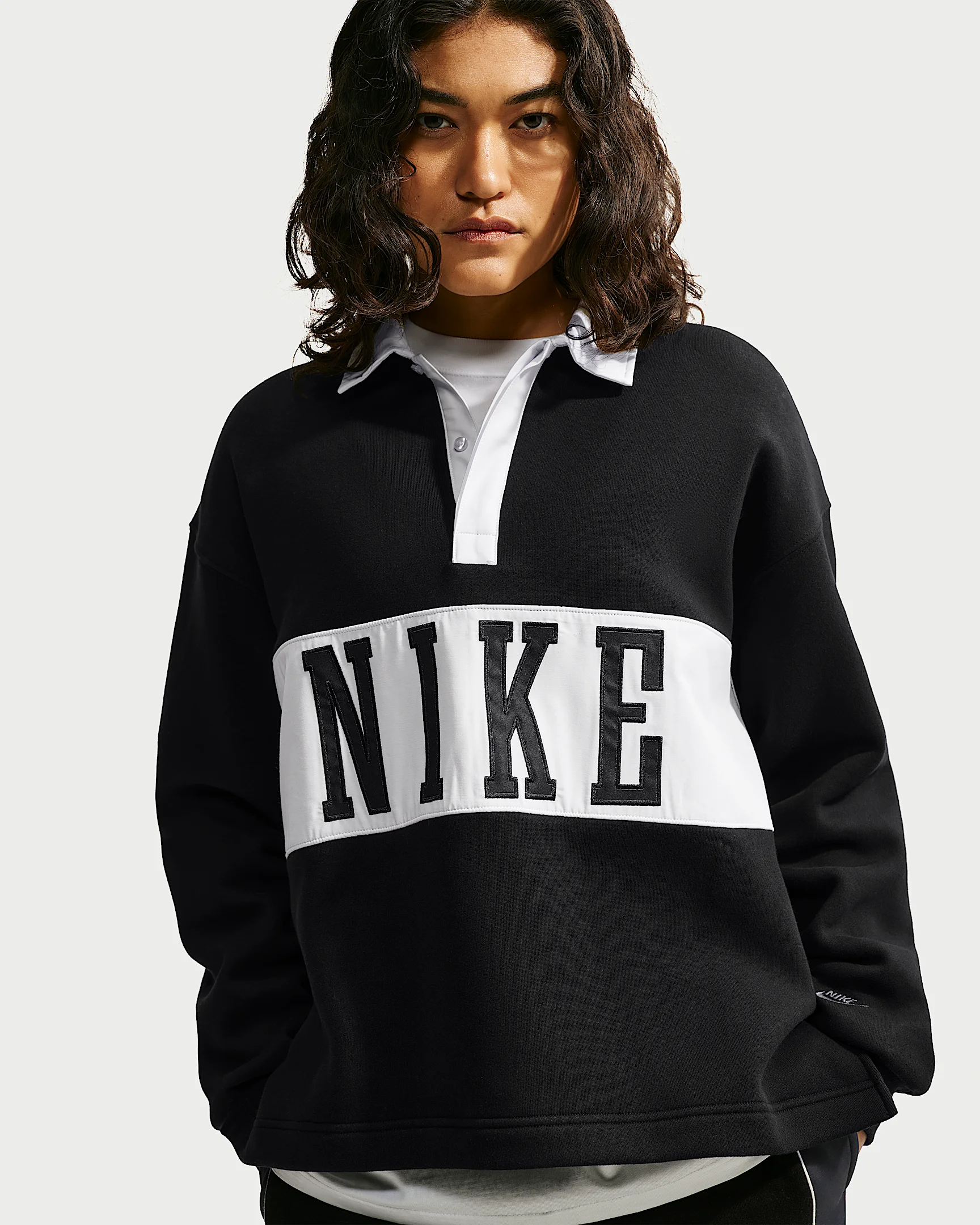 Nike Studio Fleece Medium Weight Women's Oversized Rugby Sweatshirt - 1