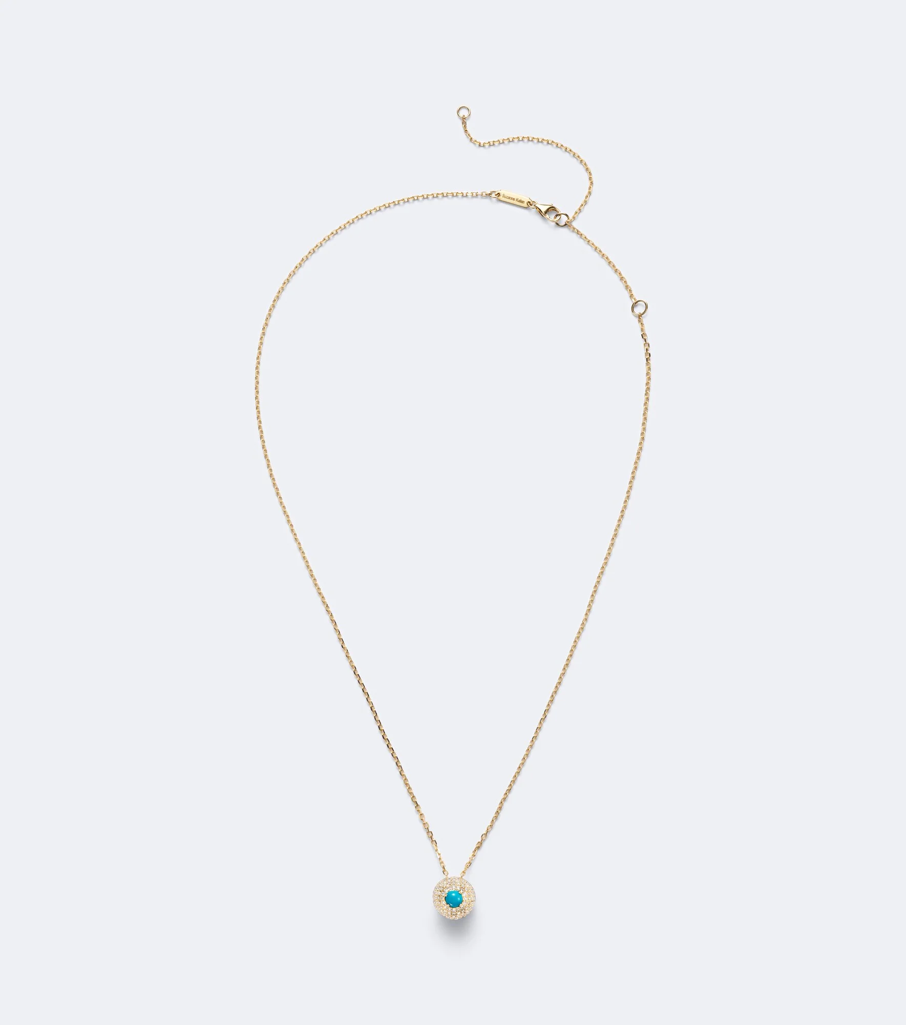 Evil Eye 18kt gold pendant necklace with diamonds and turquoise - 1