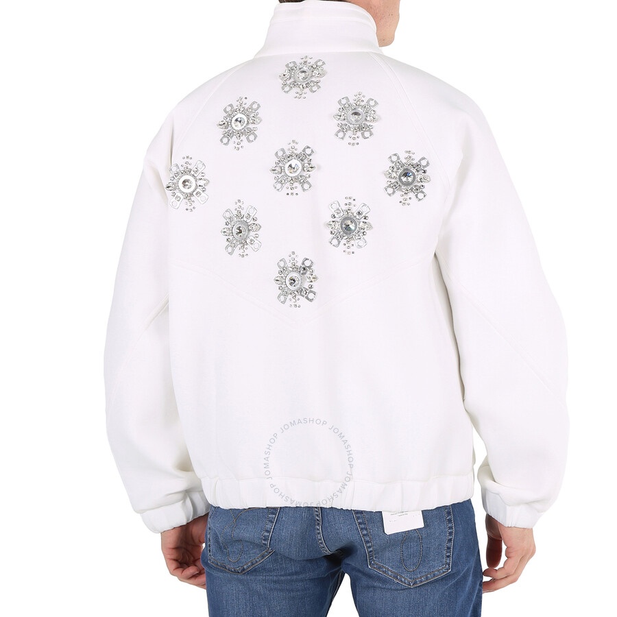 Burberry White Bottle Cap Detail Jersey Track Bomber Jacket - 6