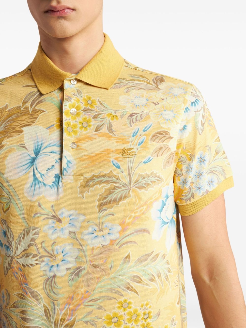 floral-print cotton polo shirt - 5