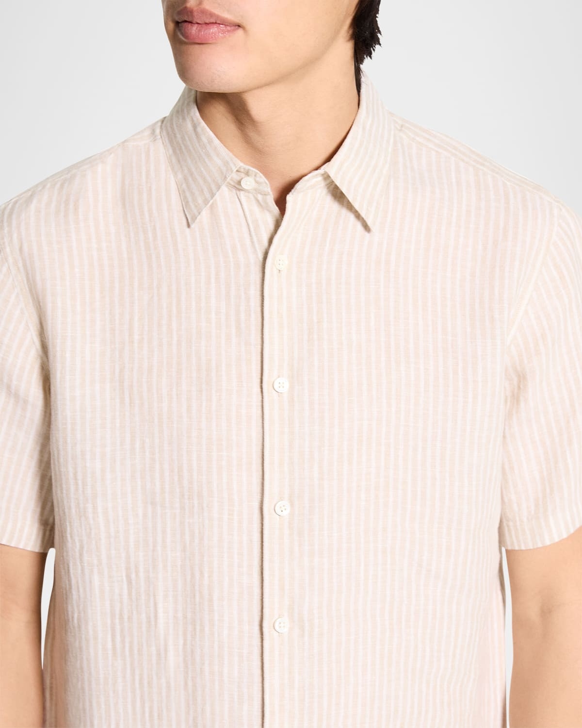Men's Irving Linen Summer Stripe Short-Sleeve Shirt - 5
