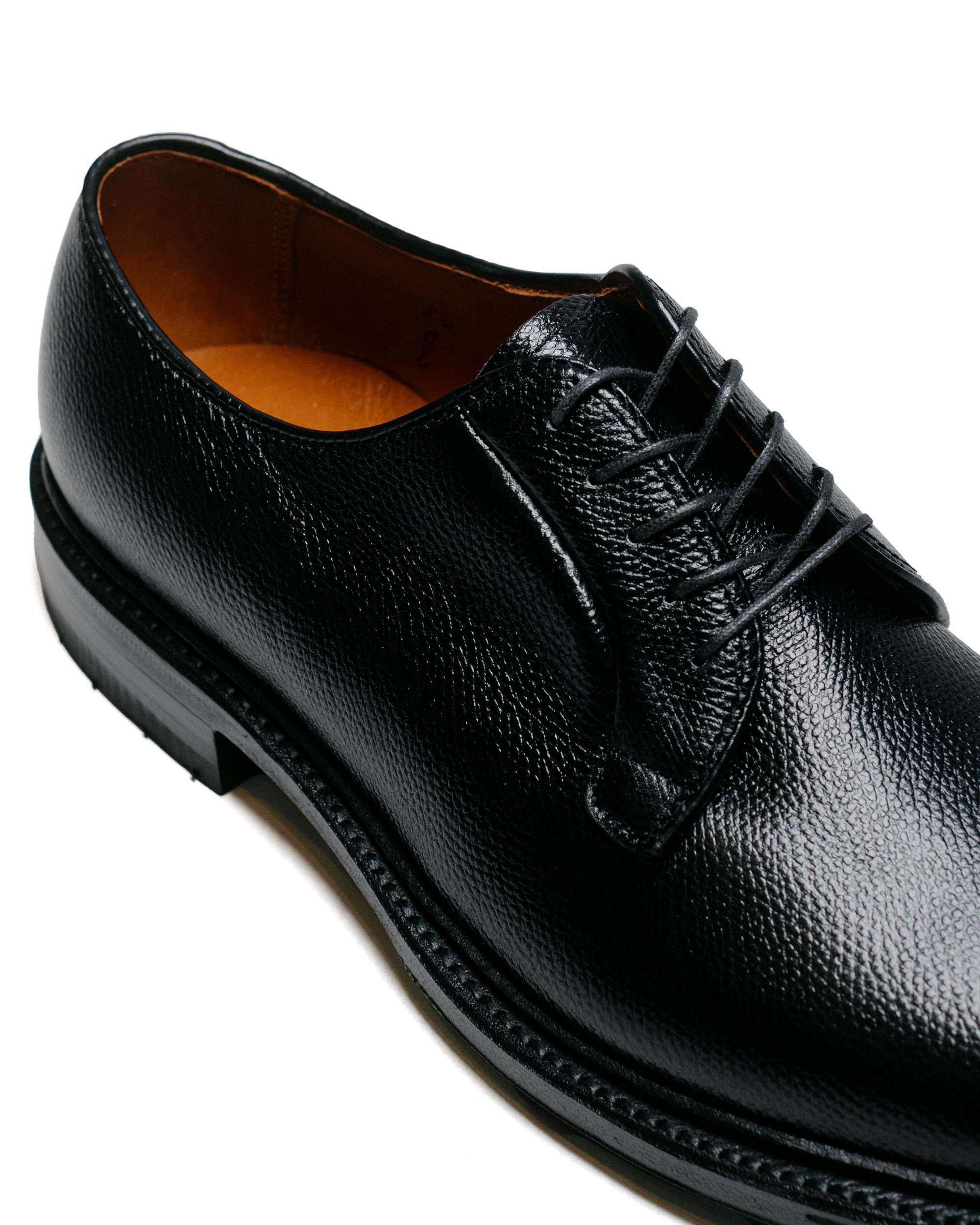Plain Toe Blucher Black Alpine Grain with Commando Sole 95270C - 3