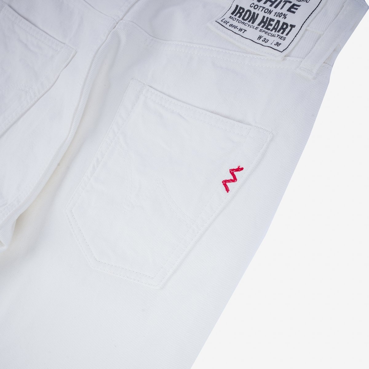 IH-666-WT 13.5oz Denim Slim Straight Cut Jeans - White - 7